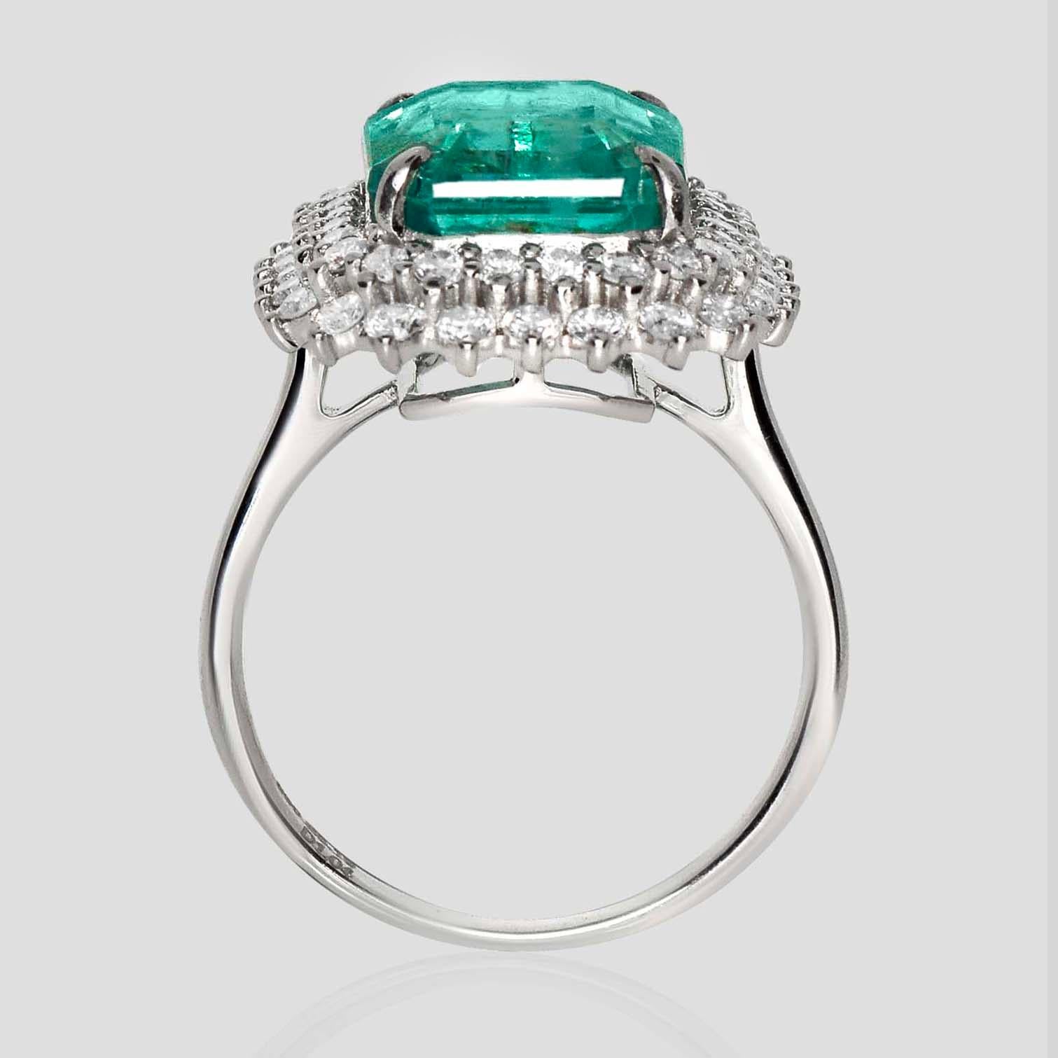 IGI 14K 6.19 Ct Natural Emerald&Diamonds Antique Engagement Ring 1