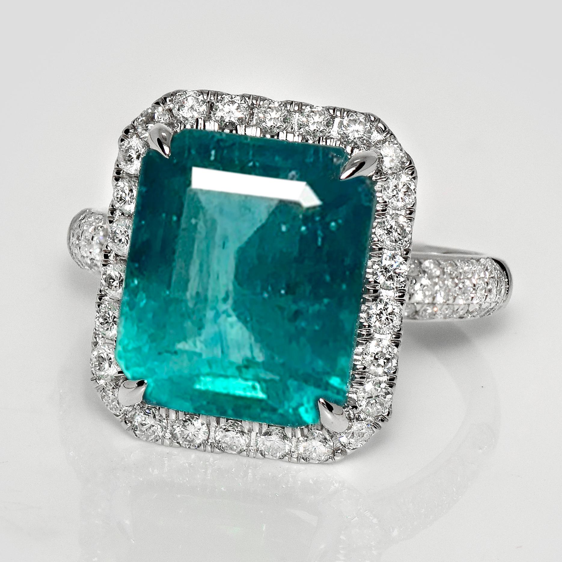 IGI 14K 6.64 Ct Sambia Smaragd&Diamanten Antiker Verlobungsring (Zeitgenössisch) im Angebot