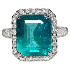 Anello di fidanzamento antico IGI 14K 6.64 Ct Zambia Emerald&Diamonds
