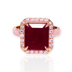IGI 14K 6.70 ct Natural Unheated Red Ruby&Pink Diamonds Engagement Ring