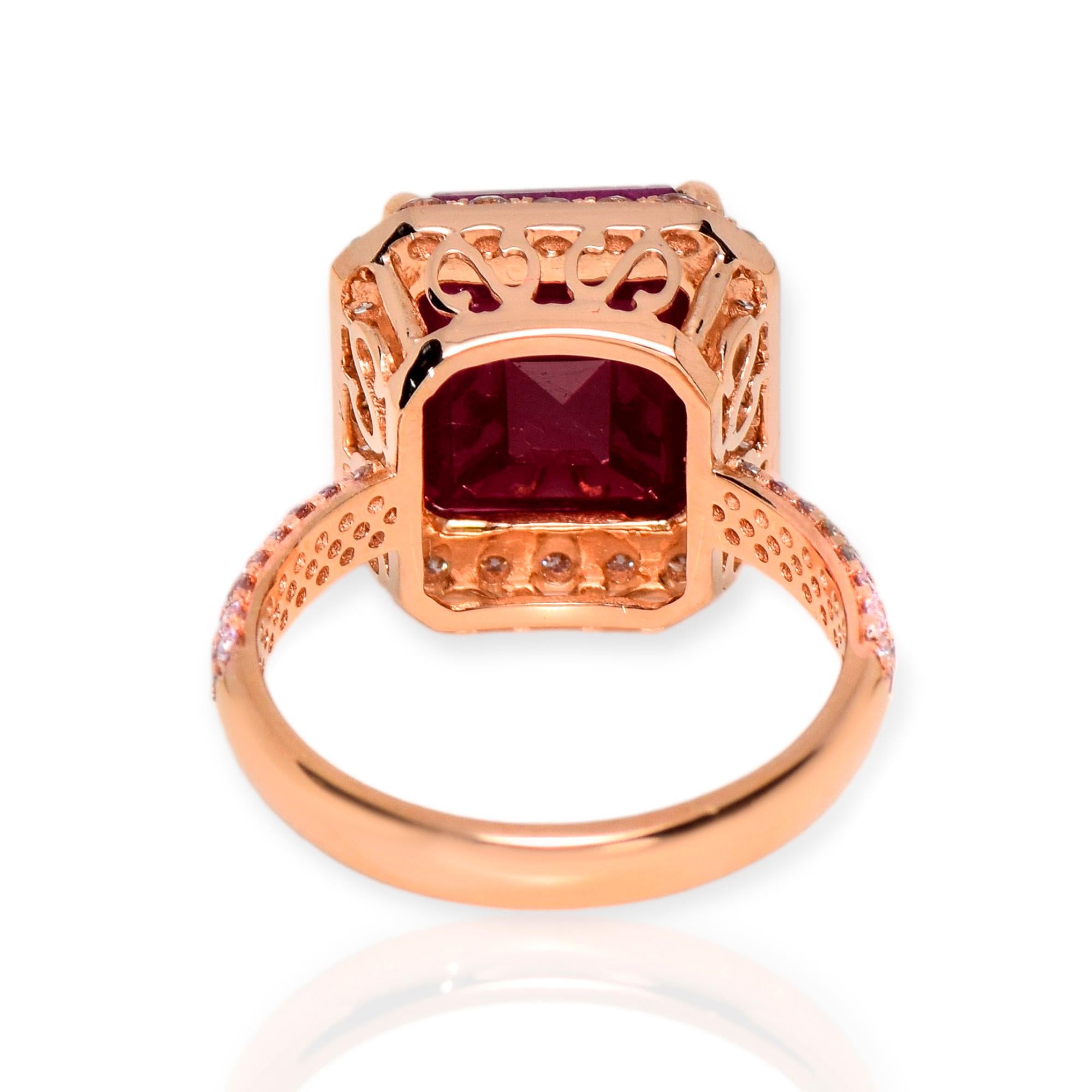 IGI 14K 6.70 ct Natural Unheated Red Ruby&Pink Diamonds Engagement Ring 2