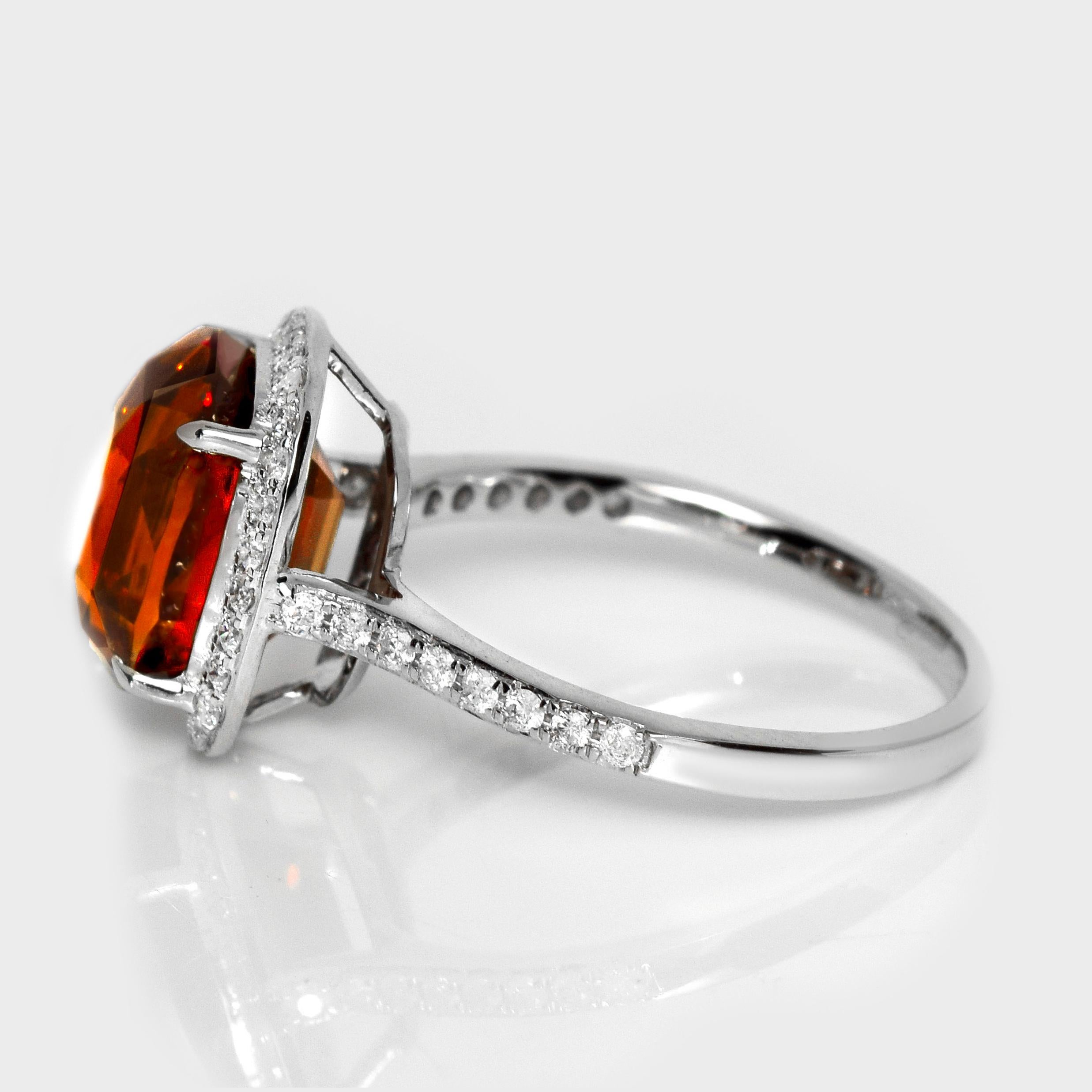 IGI 14K 6.97 Ct Natürlicher Orange Brauner Zirkon Antiker Art Deco Verlobungsring (Kissenschliff) im Angebot