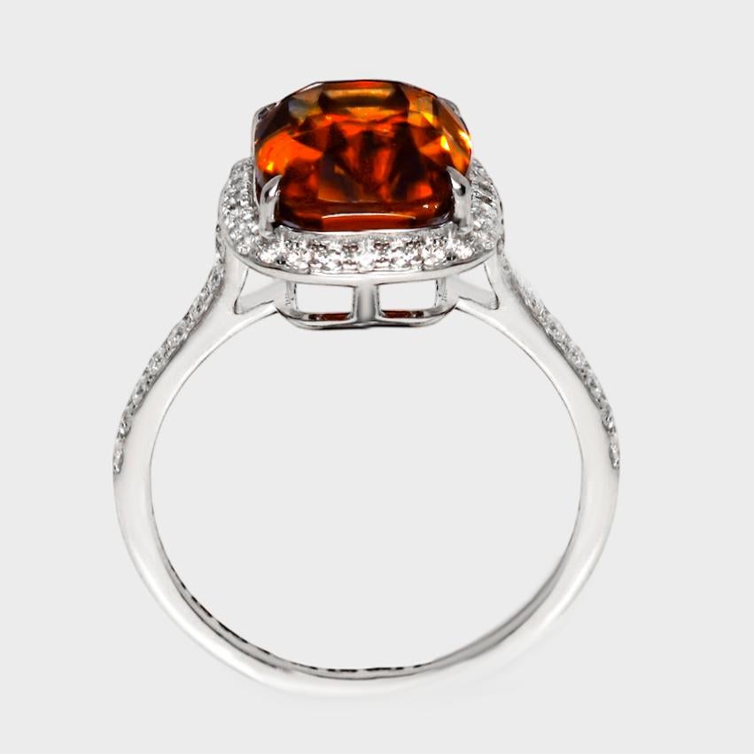 IGI 14K 6.97 Ct Natürlicher Orange Brauner Zirkon Antiker Art Deco Verlobungsring Damen im Angebot