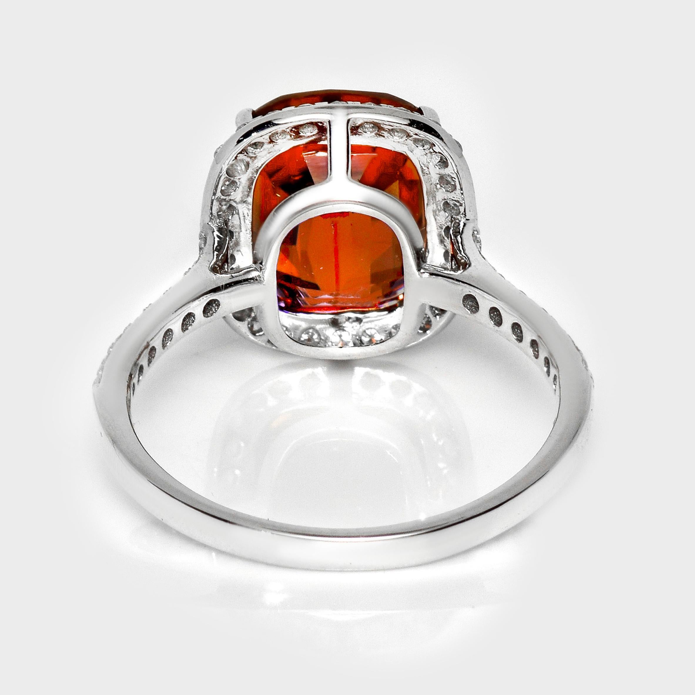 IGI 14K 6.97 Ct Natürlicher Orange Brauner Zirkon Antiker Art Deco Verlobungsring im Angebot 1