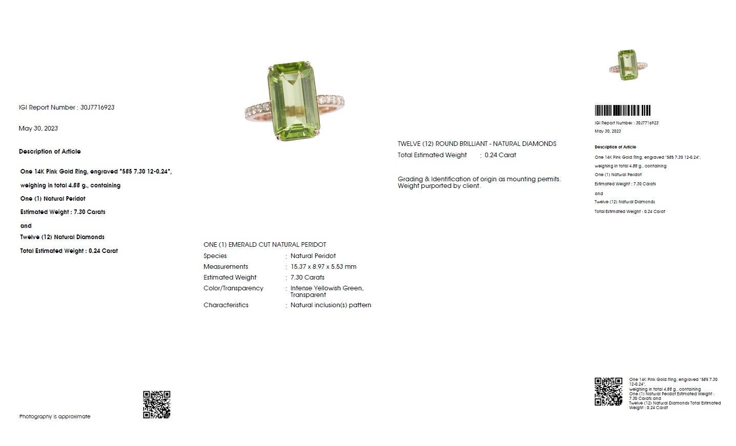 emerald cut peridot ring