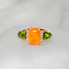 IGI 7.56 Carat Orange Garnet&Diamonds Antique Art Deco Engagement Ring