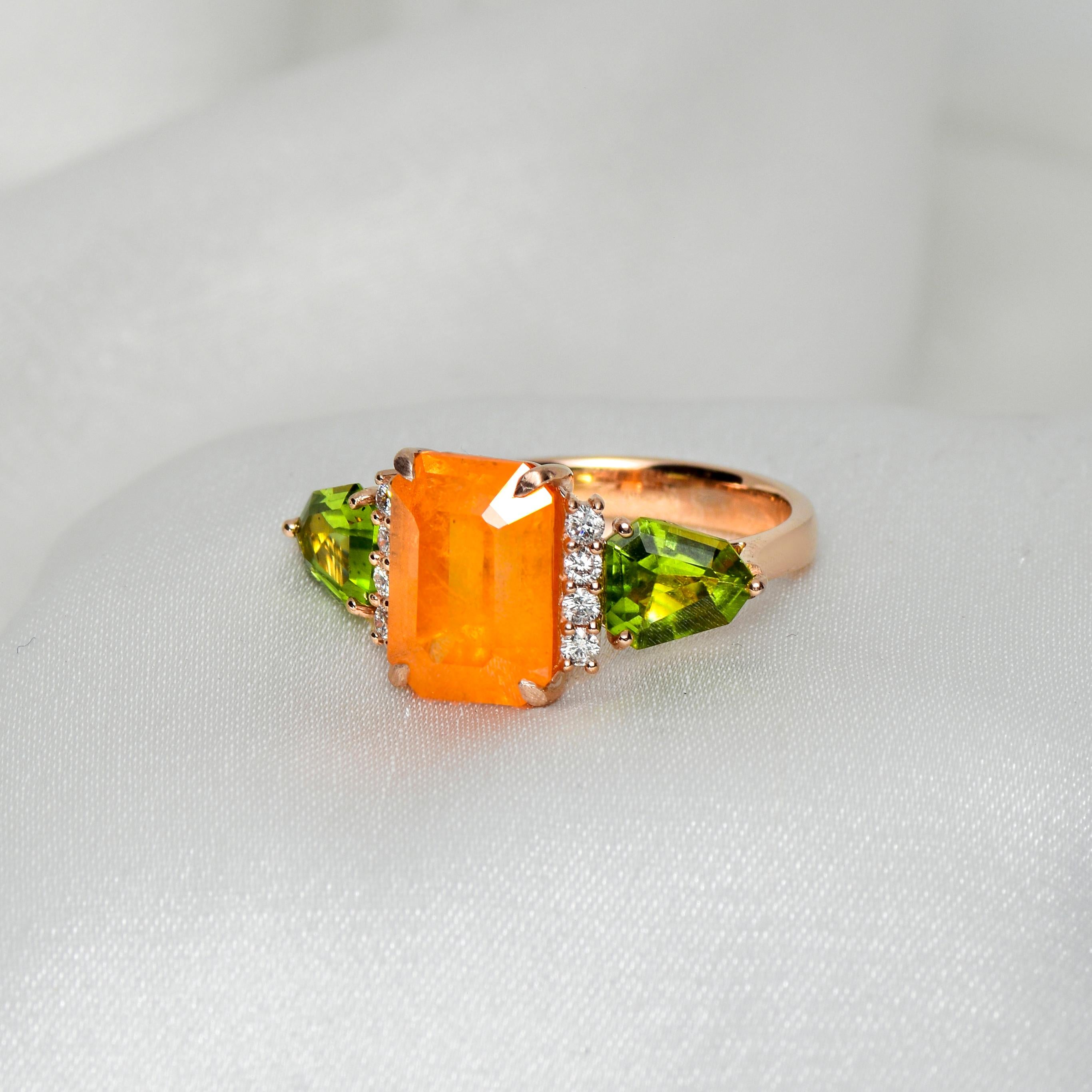 Contemporary IGI 7.56 Carat Orange Garnet&Diamonds Antique Art Deco Engagement Ring