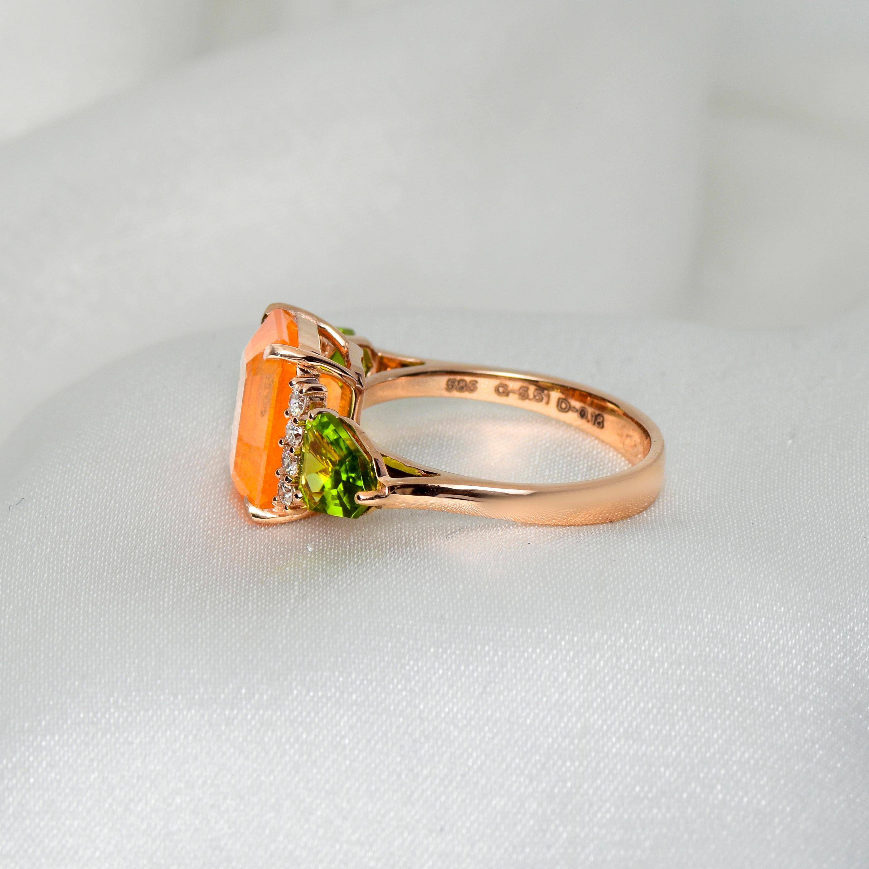 Oval Cut IGI 7.56 Carat Orange Garnet&Diamonds Antique Art Deco Engagement Ring