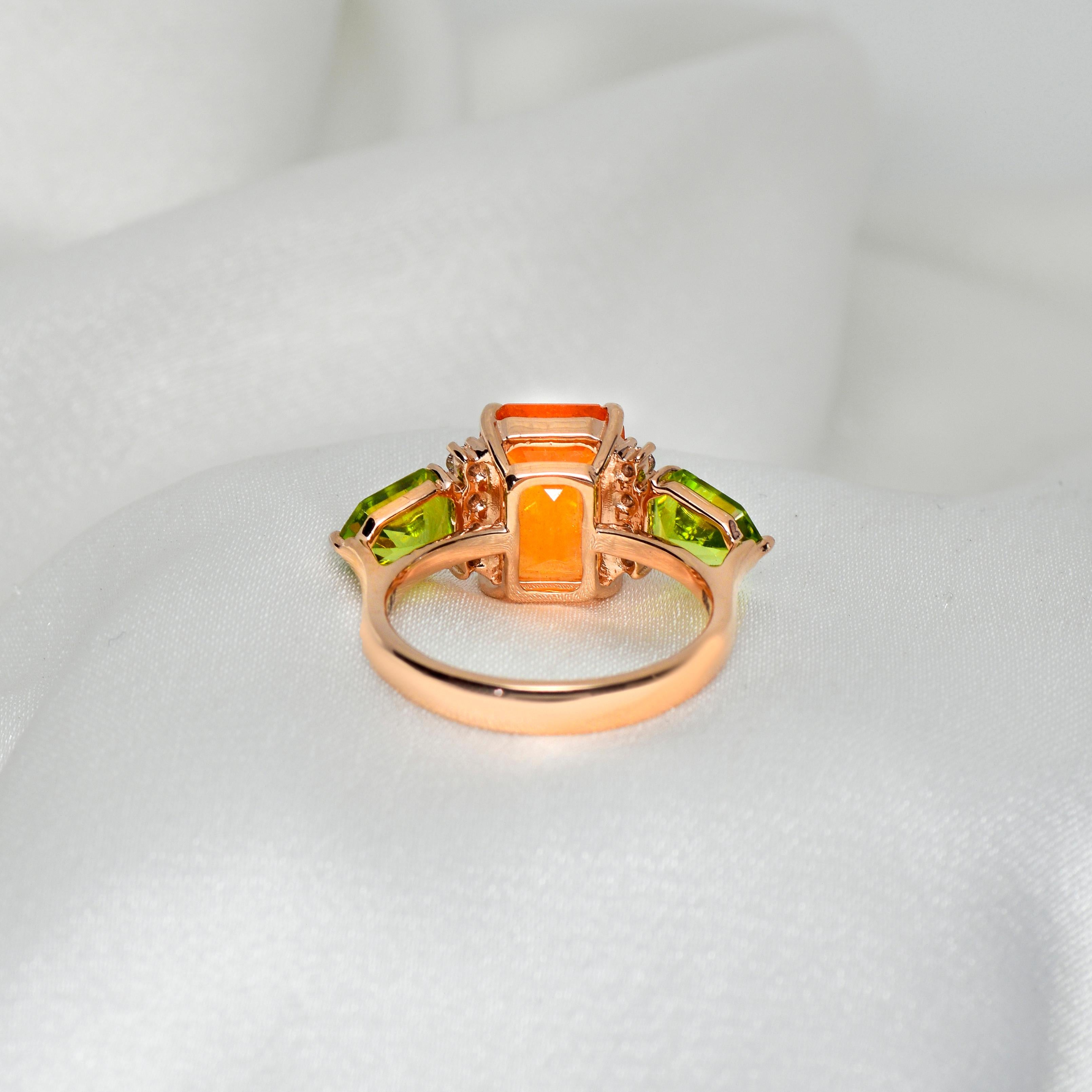 IGI 7.56 Carat Orange Garnet&Diamonds Antique Art Deco Engagement Ring 1