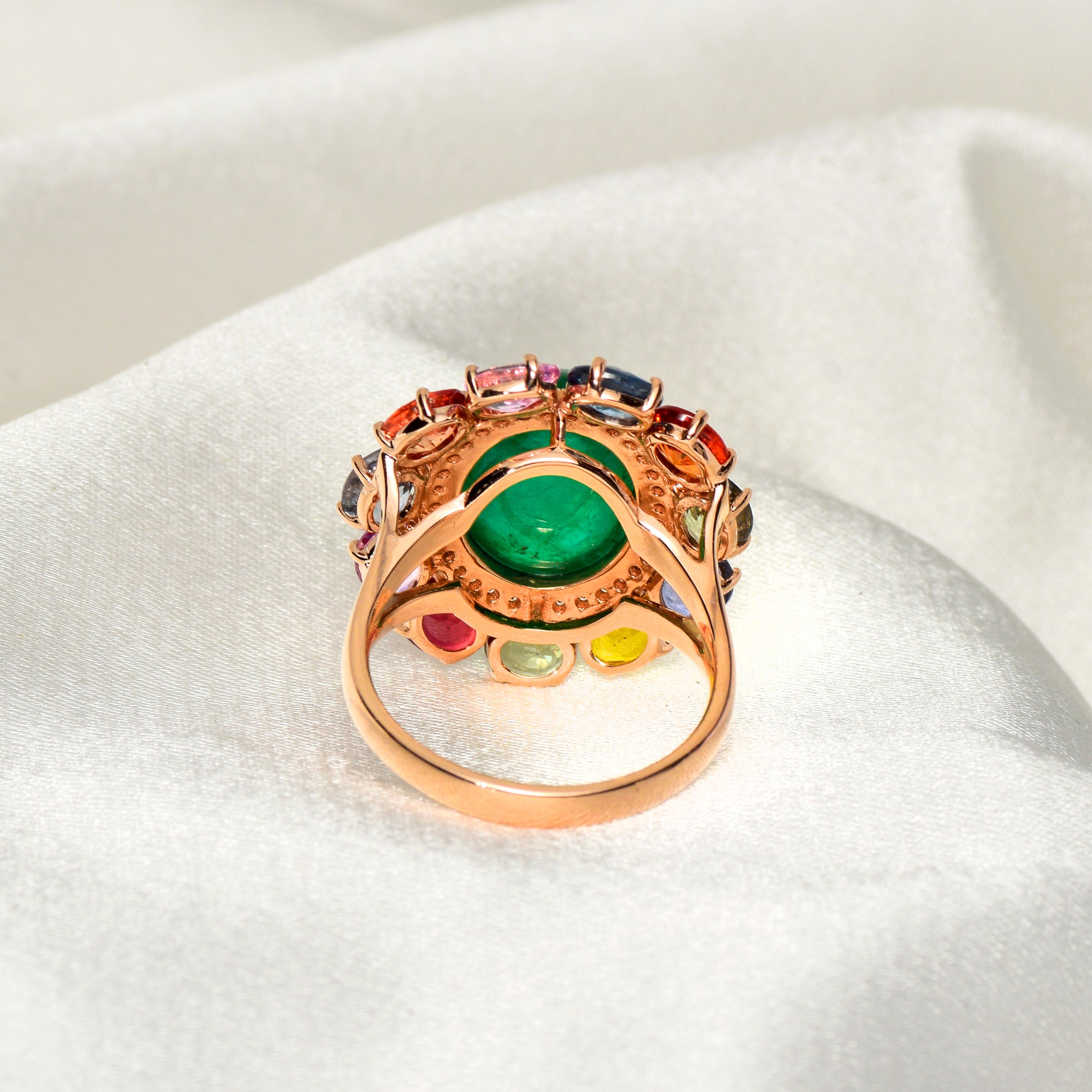 Women's *Sale*IGI 14k 7.93ct Emerald &Sapphires&Diamond Antique Art Deco Engagement Ring