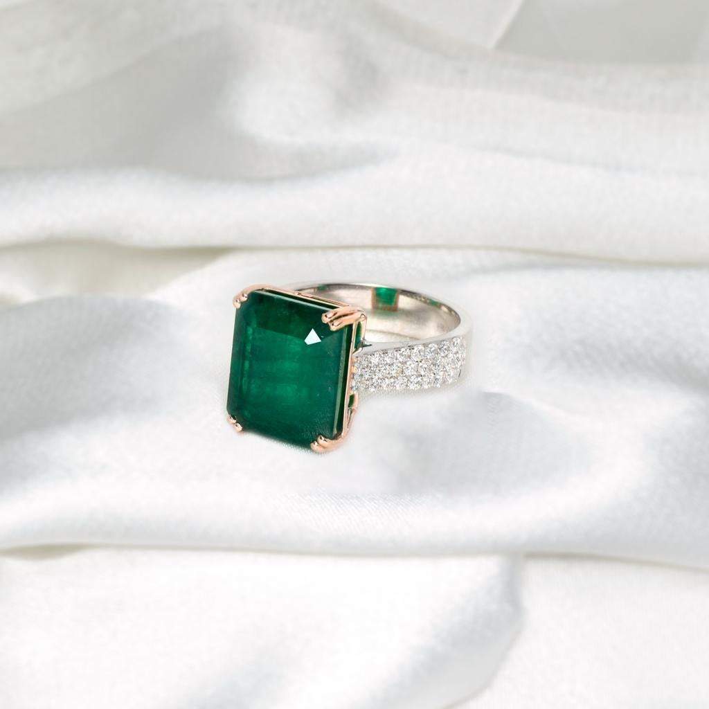Sales* IGI 14K 7,99 Karat Smaragd-Diamant-Verlobungsring im antiken Art déco-Stil 1