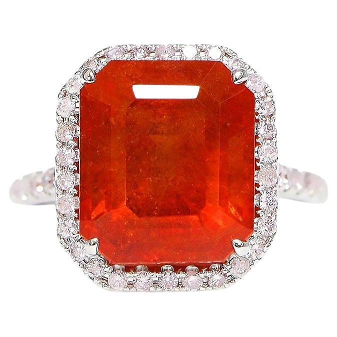 IGI 14K 8.15 Ct Fanta Garnet&Diamonds Antique Art Deco Style Engagement Ring
