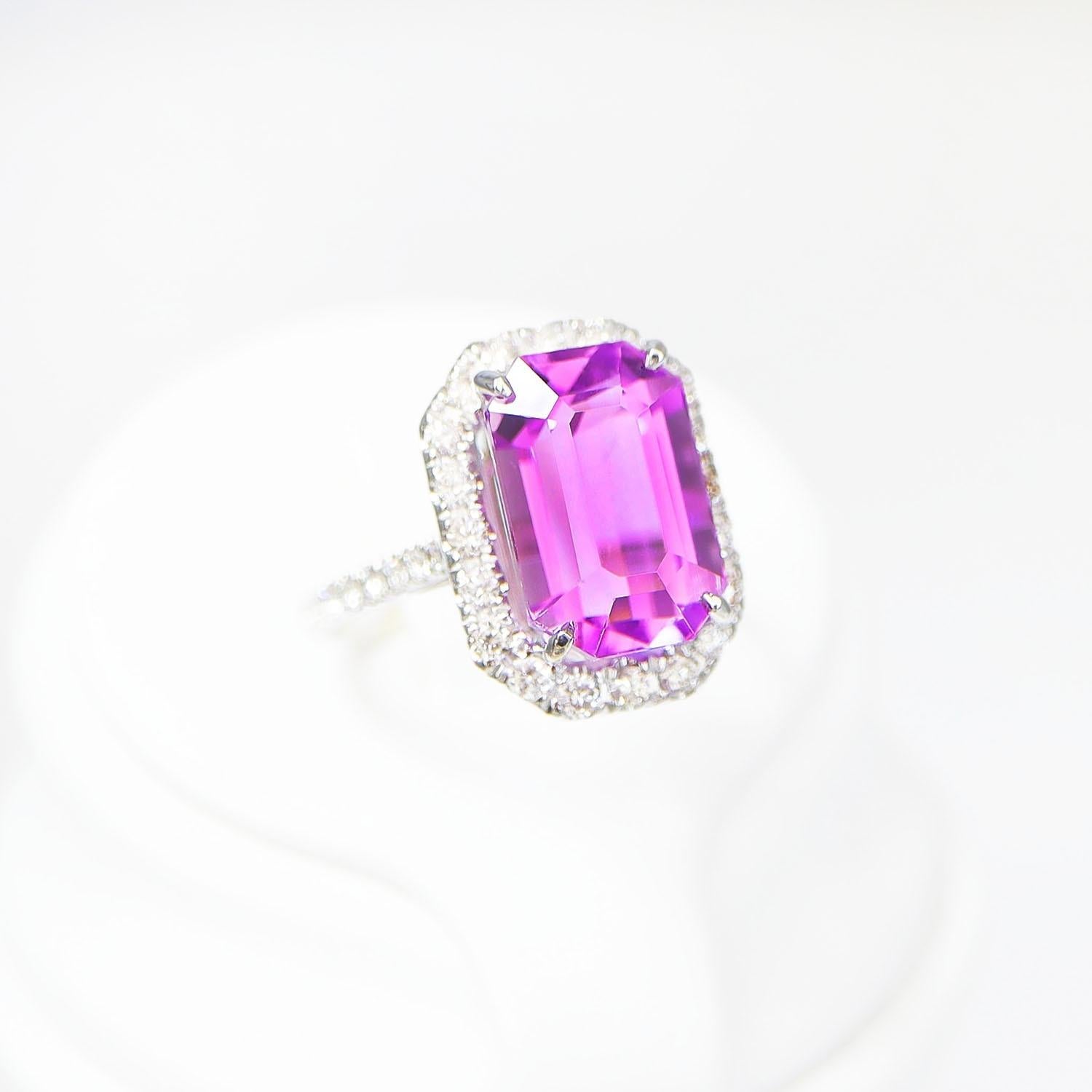 Contemporary IGI 14K 8.25 ct Kunzite&Diamond Antique Art Deco Engagement Ring For Sale