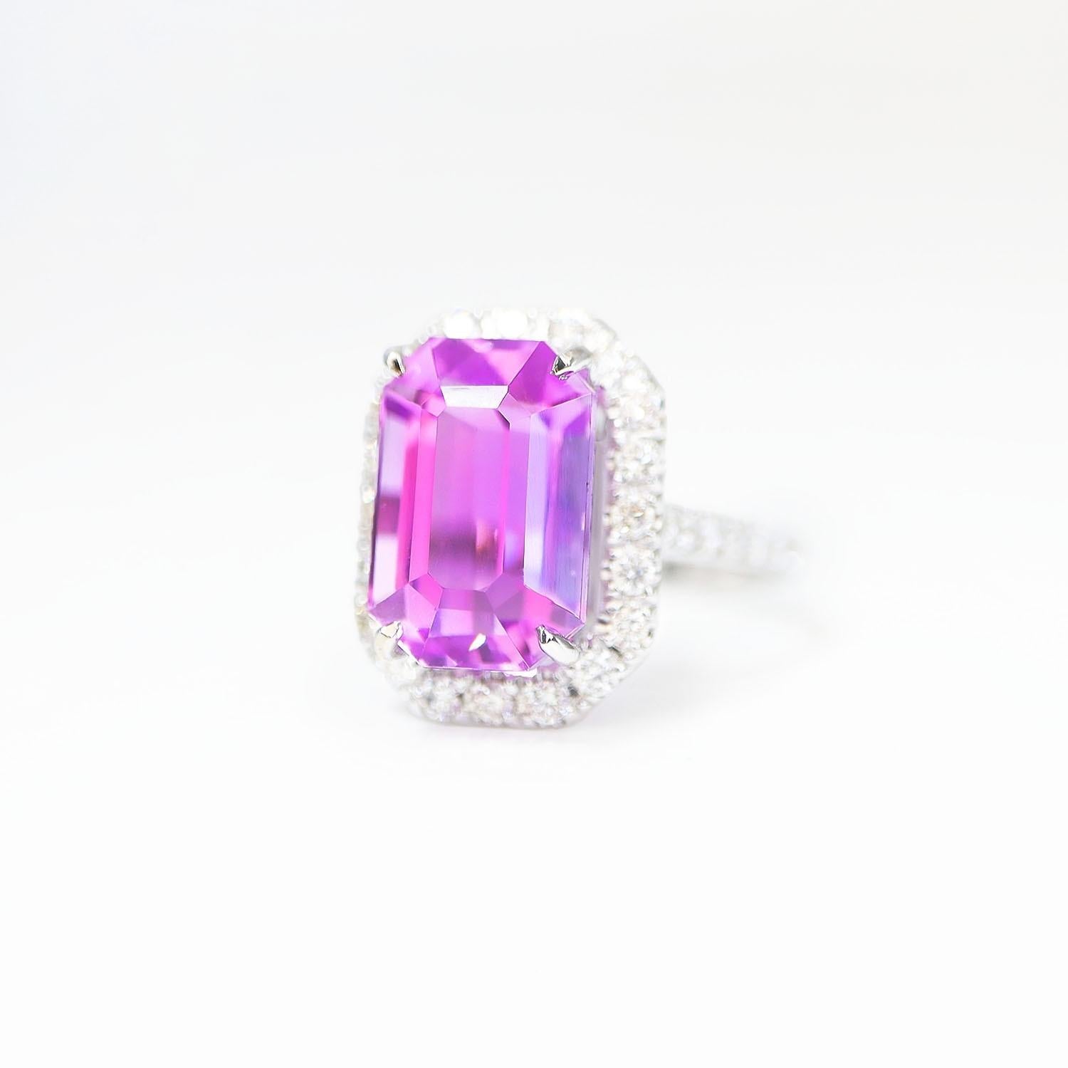 IGI 14K 8.25 ct Kunzite&Diamond Antique Art Deco Engagement Ring In New Condition For Sale In Kaohsiung City, TW