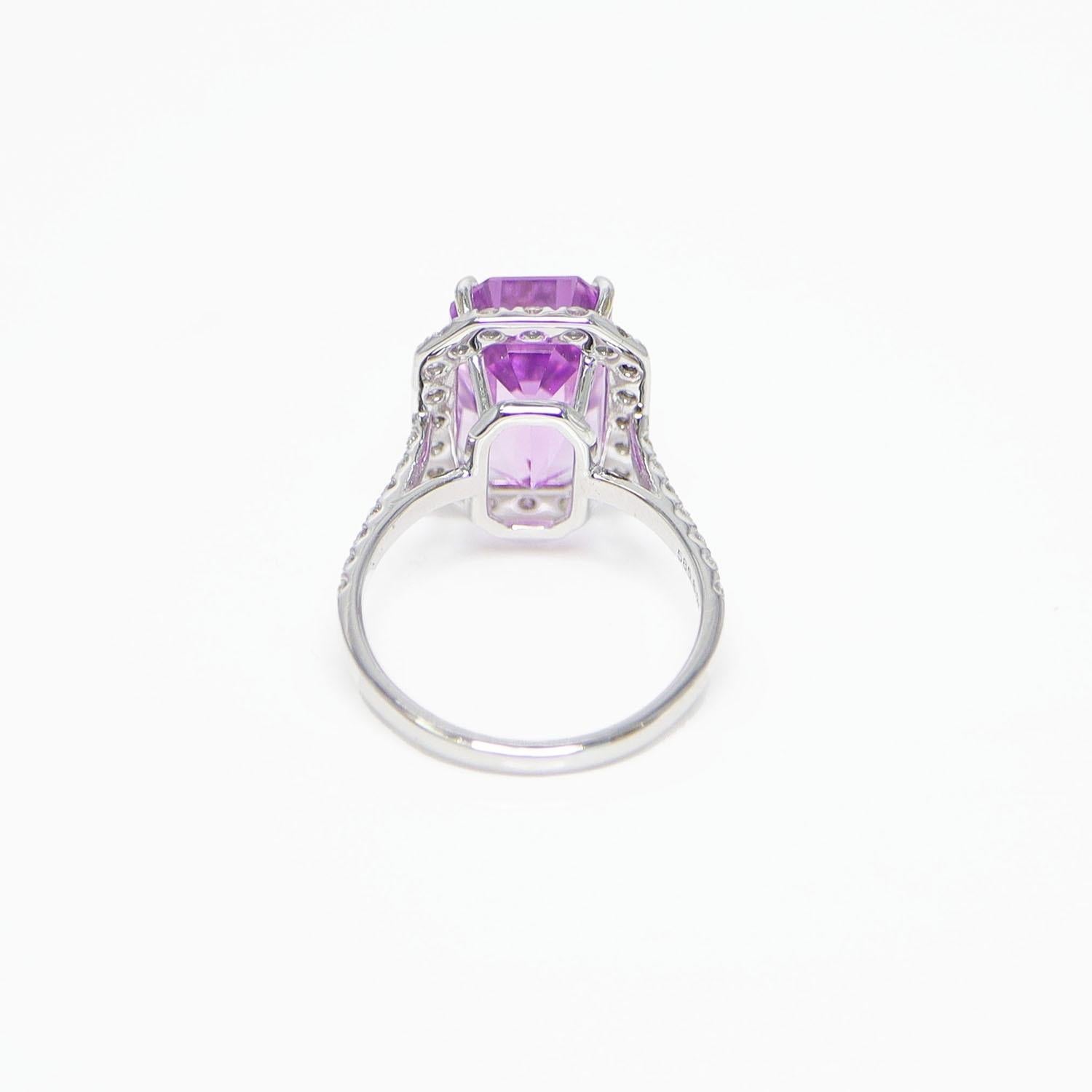 Women's IGI 14K 8.25 ct Kunzite&Diamond Antique Art Deco Engagement Ring For Sale