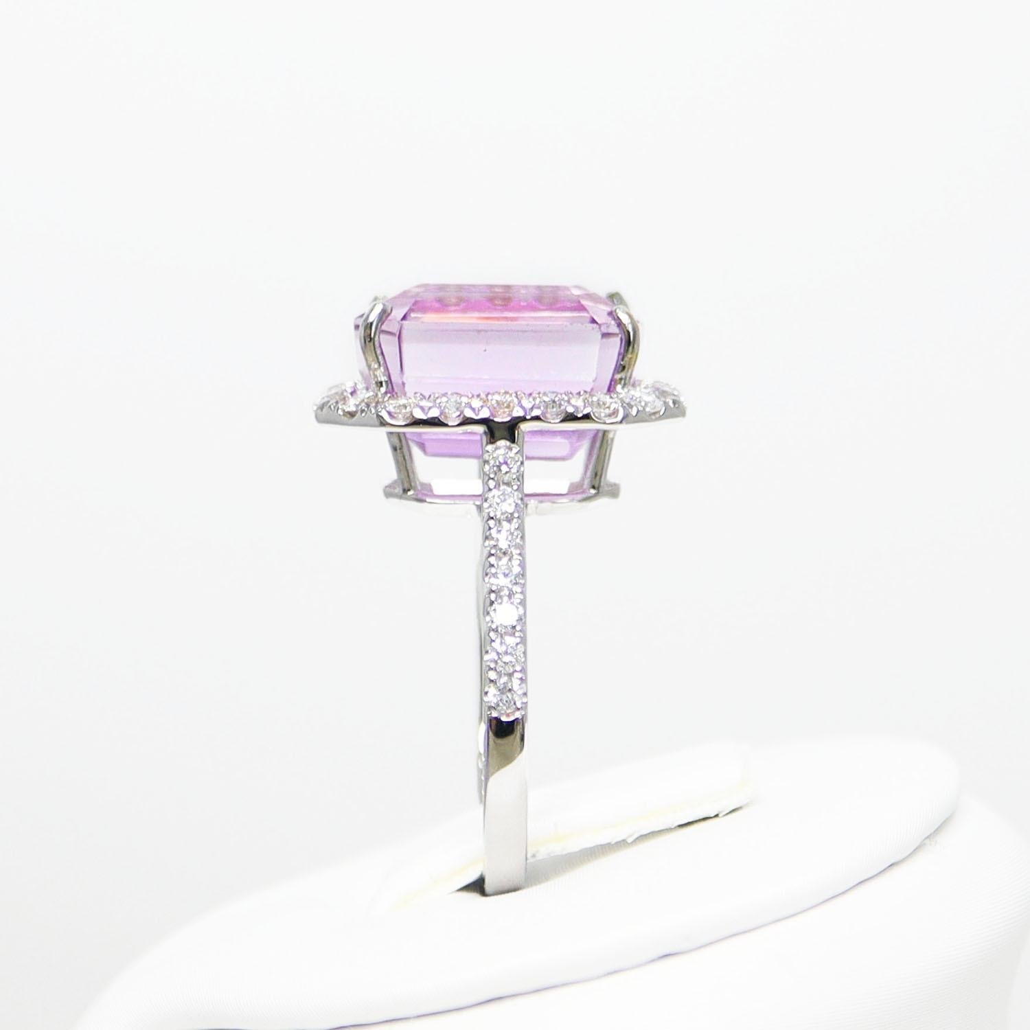 IGI 14K 8,25 Karat Kunzit&Diamant Antiker Art Deco Verlobungsring im Angebot 1