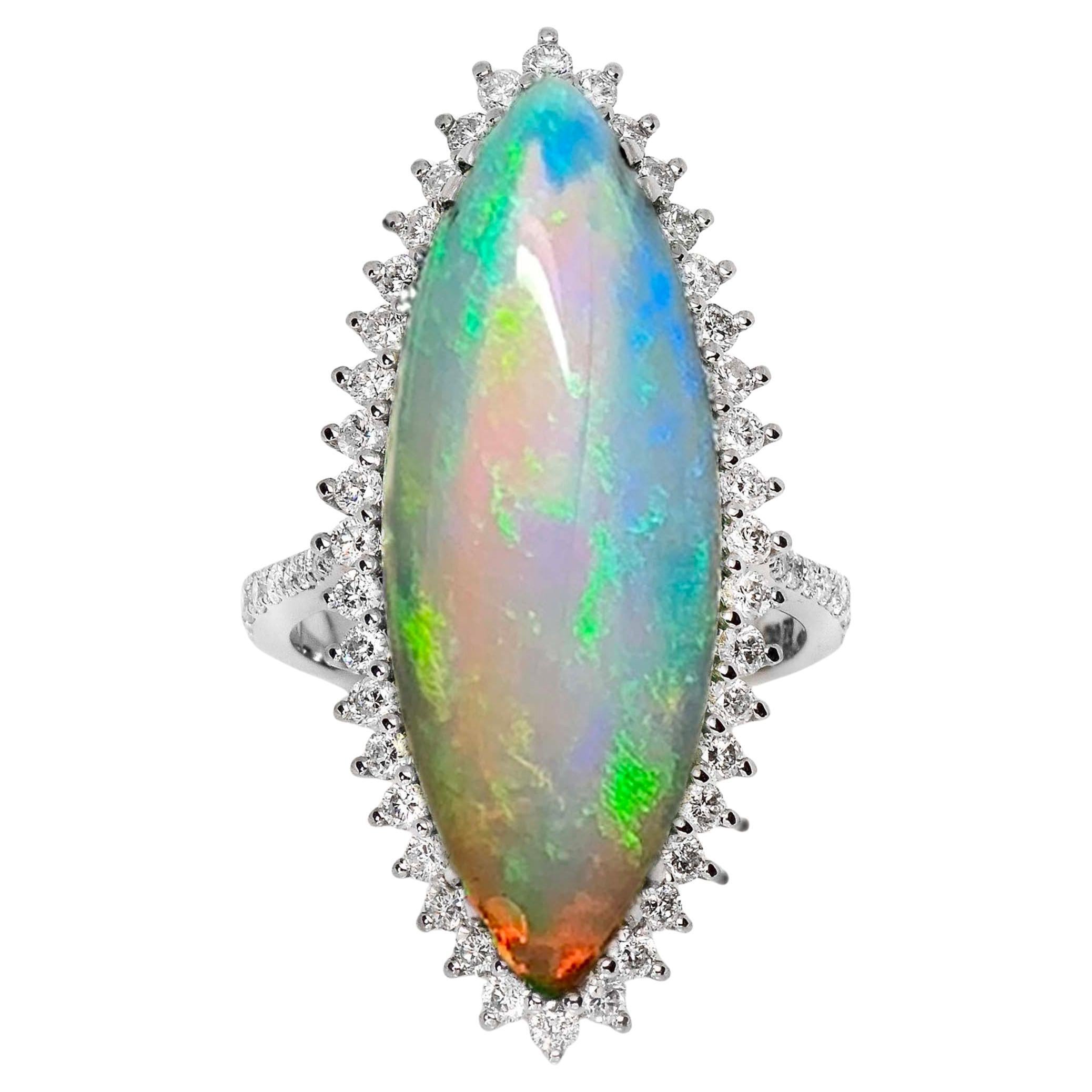 IGI 18K 8,70 ct  Anello di fidanzamento antico con diamanti opale di colore naturale