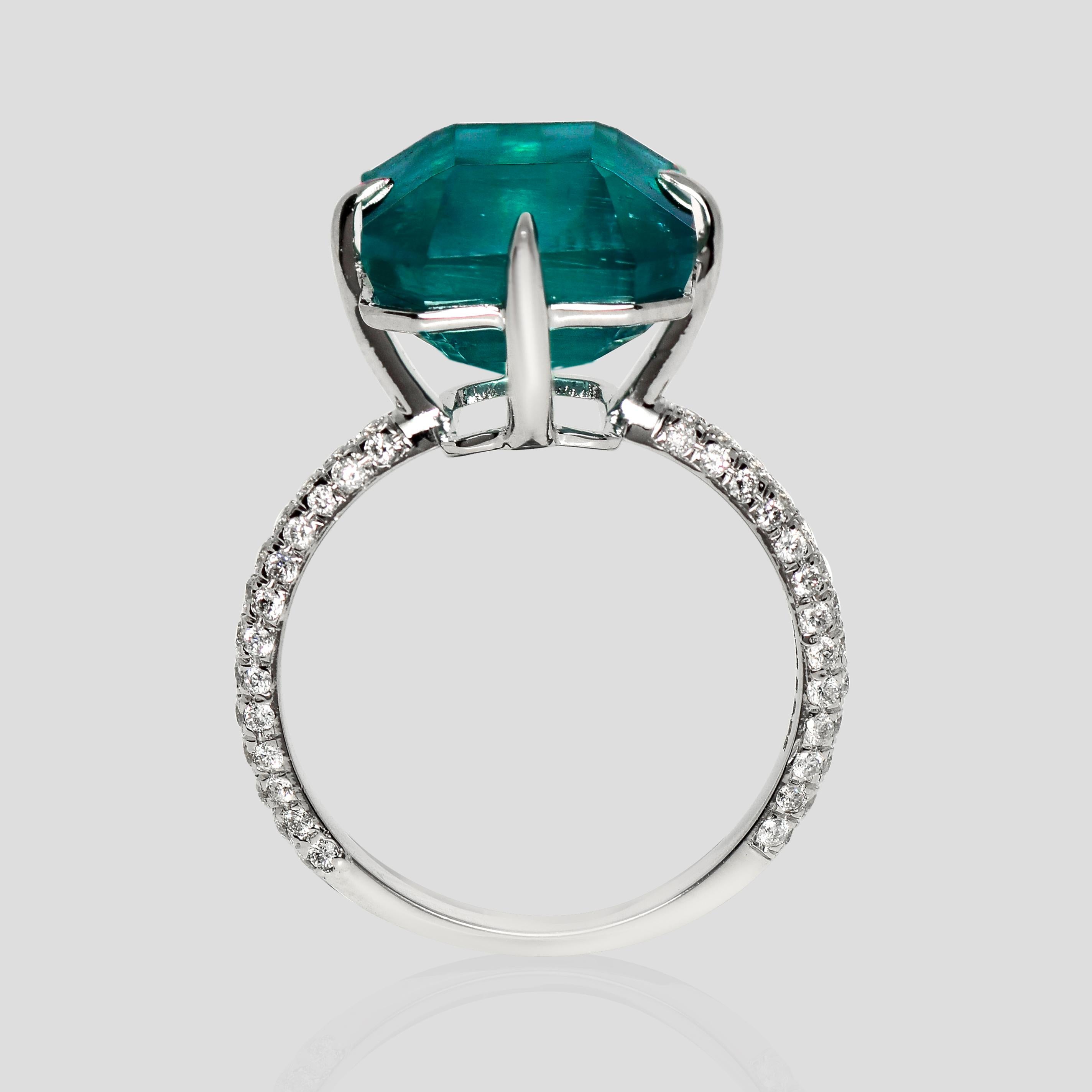 IGI 14K 8.95 Ct Zambia Esmeralda&Diamantes Anillo de Compromiso Antiguo Corte esmeralda en venta