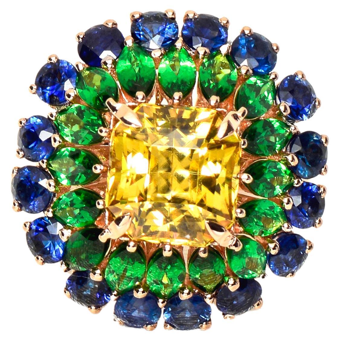 IGI PT 1.22ctw Vivid Sapphire Diamond Antique Art Deco Style Engagement