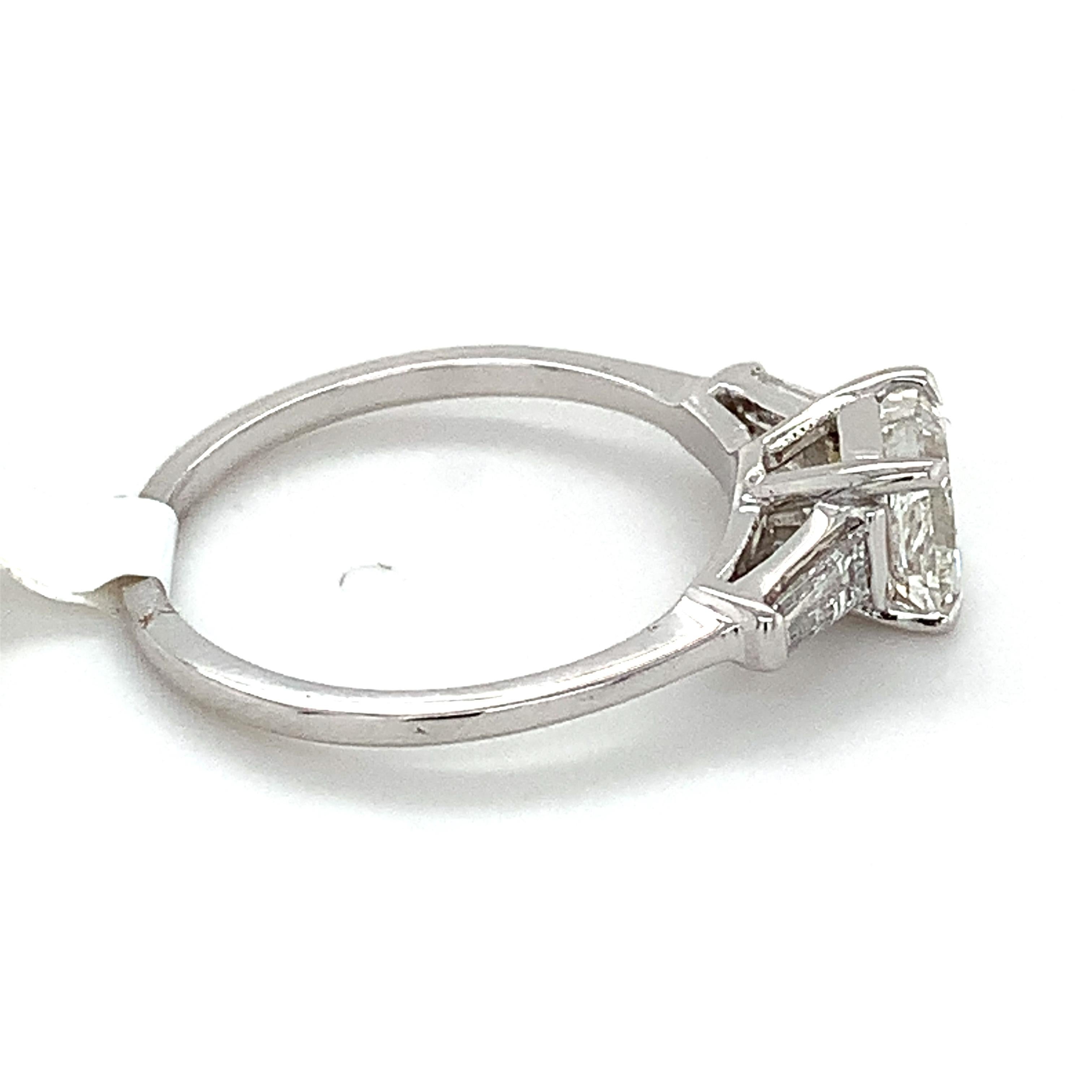IGI 14k White Gold 1.01 Carat Princess Diamond W/ Tapered Baguette 3 Stone Ring In Excellent Condition In Montgomery, AL