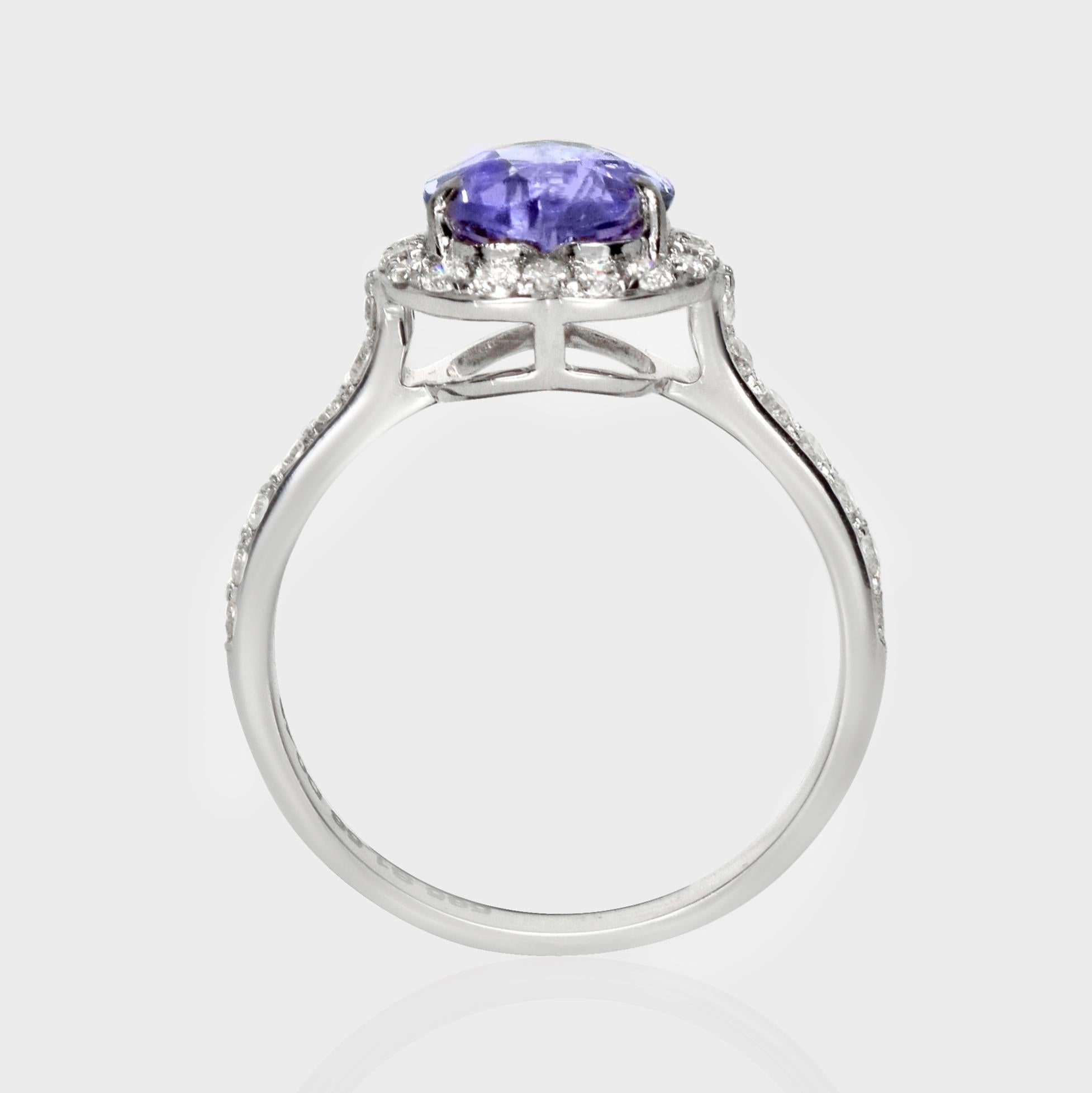 IGI 1.58 Ct 14K White Gold Blue Spinel&Diamonds Engagement Ring In New Condition For Sale In Kaohsiung City, TW