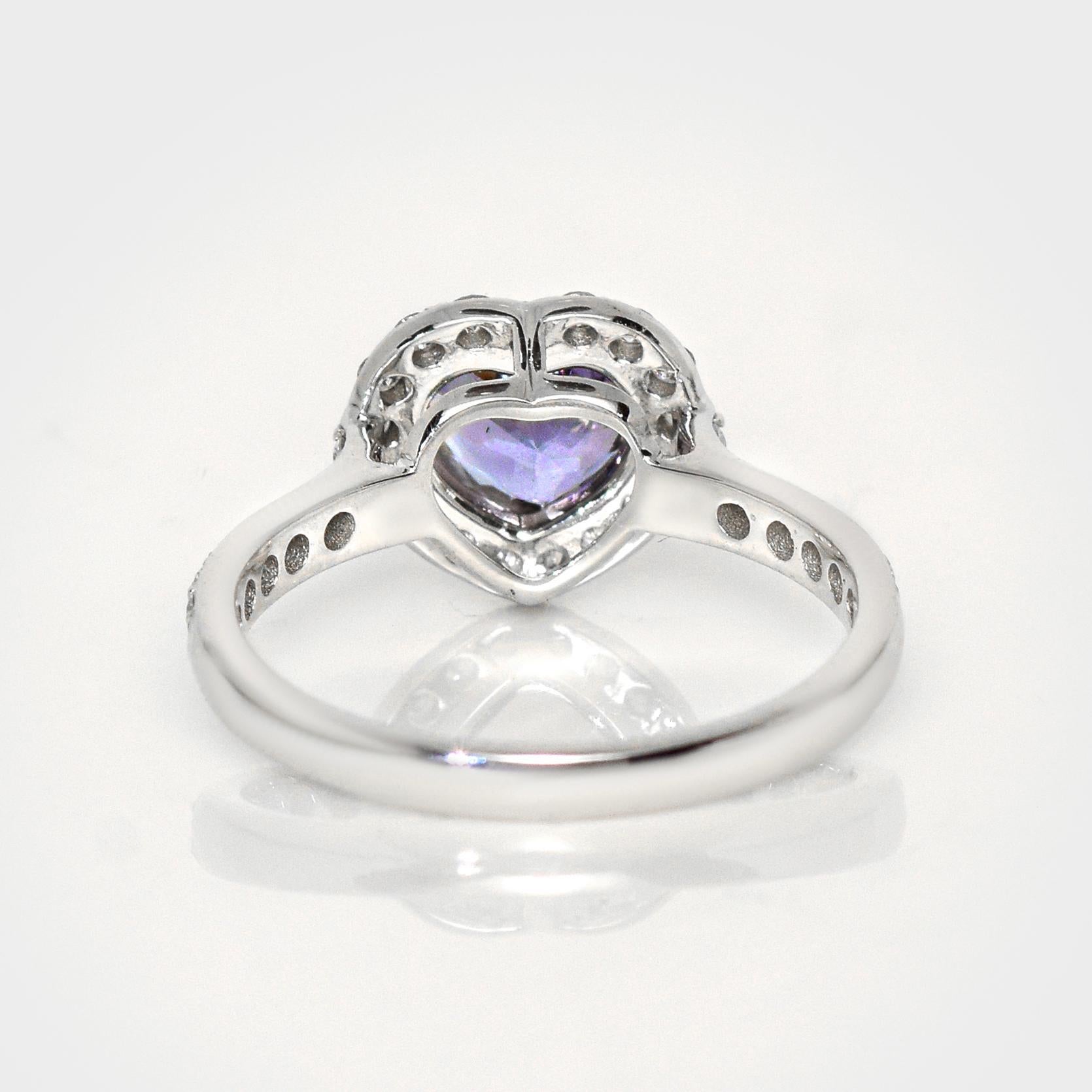 IGI 1.58 Ct 14K White Gold Blue Spinel&Diamonds Engagement Ring For Sale 1