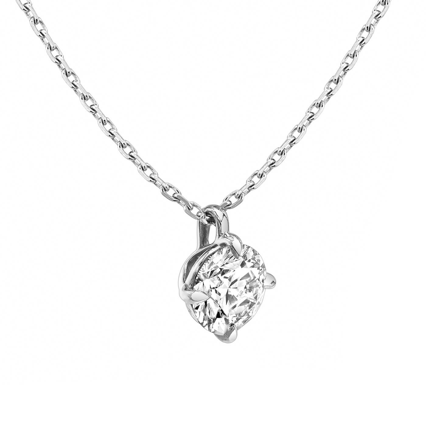 This exquisite necklace features a dazzling round diamond pendant natural cut round diamond in platinum. It has Si1 Clarity and J Color Totaling 1.60 Carat, It offers delicate beauty and comfortable wearability. Ideal as an anniversary or birthday