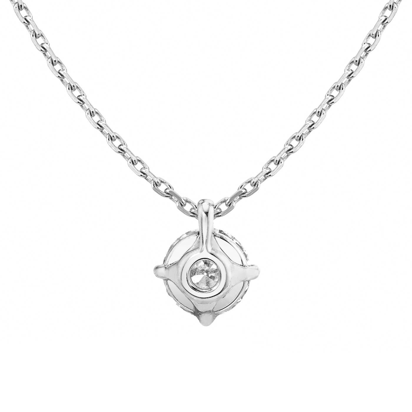 Modernist IGI 1.60ct Round Natural Diamond J Color Si1 Clarity Platinum Pendant Necklace For Sale