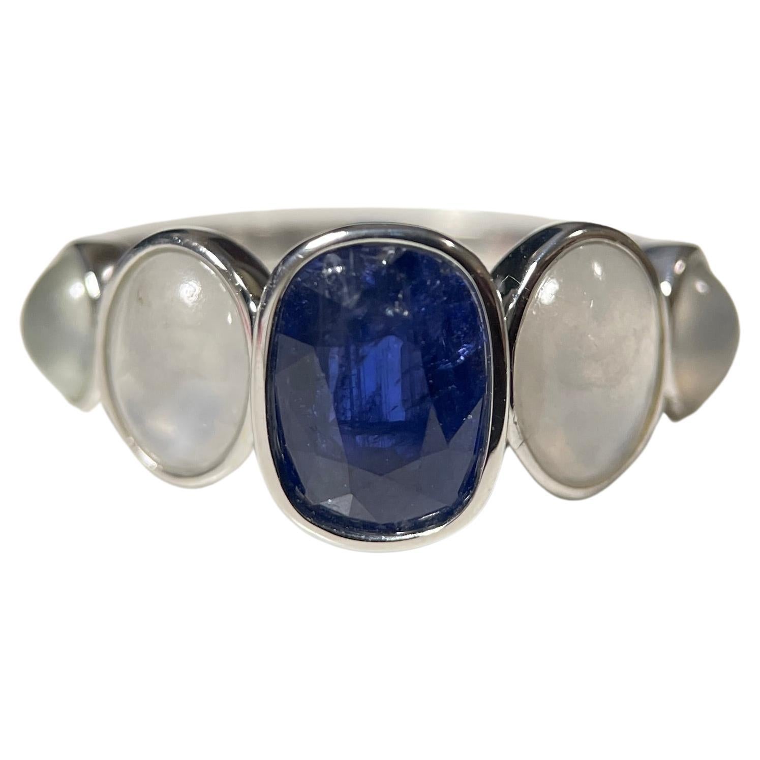 IGI 1.64Ct Burma No Heat blauer Saphir und natürliche Typ A Jade Ring in 18K Gold