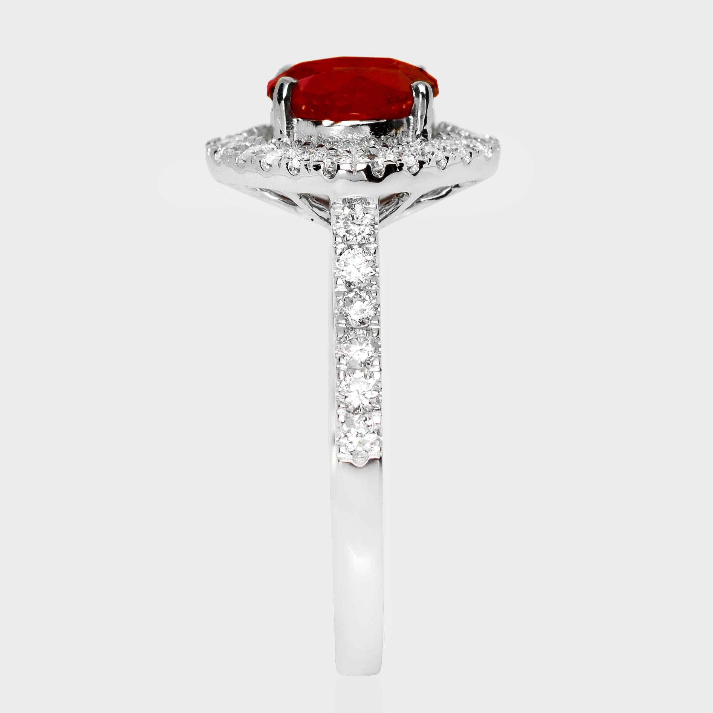 Donna Anello di fidanzamento con rubino a forma rotonda in oro bianco 14K IGI 1,69 ct in vendita