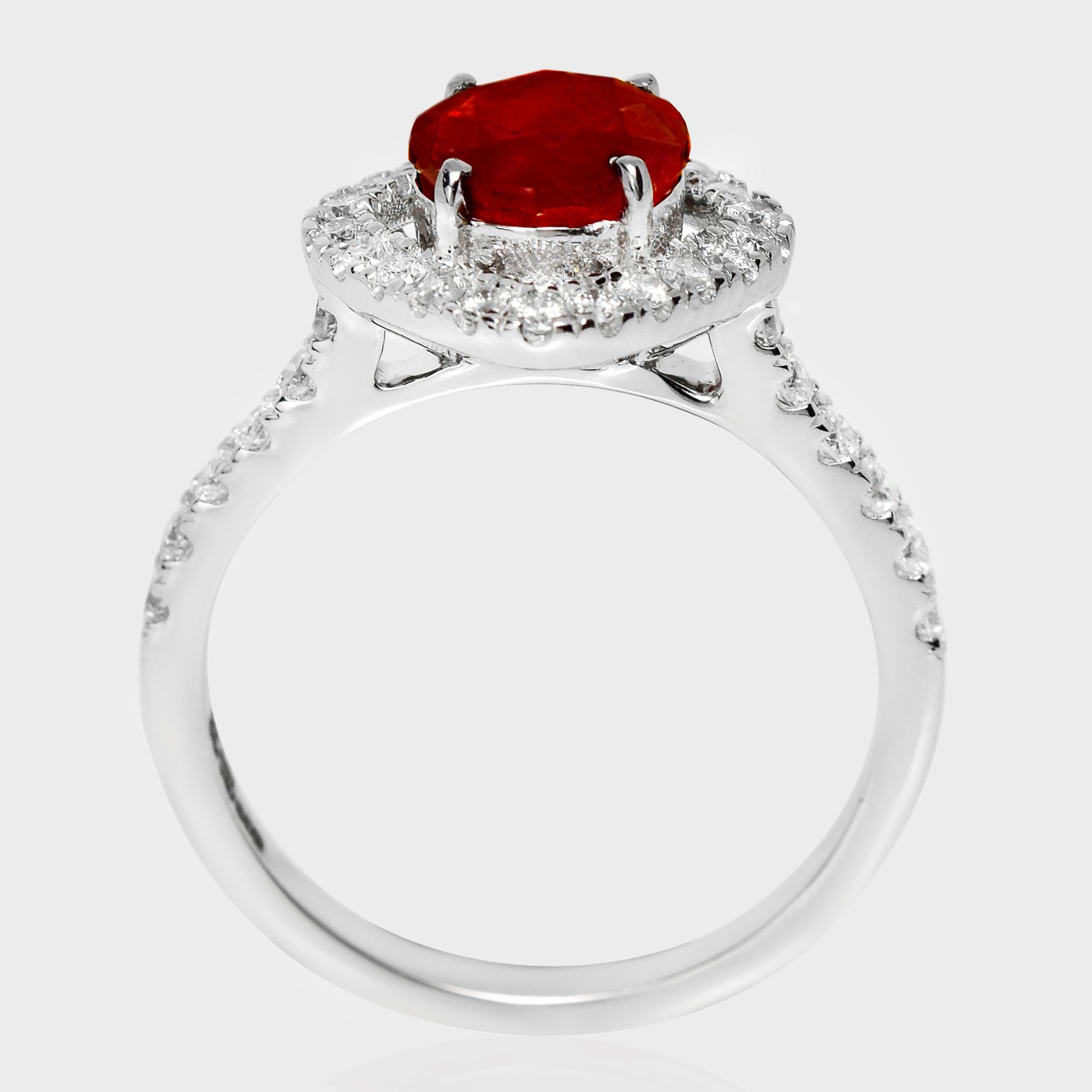 Anello di fidanzamento con rubino a forma rotonda in oro bianco 14K IGI 1,69 ct in vendita 1