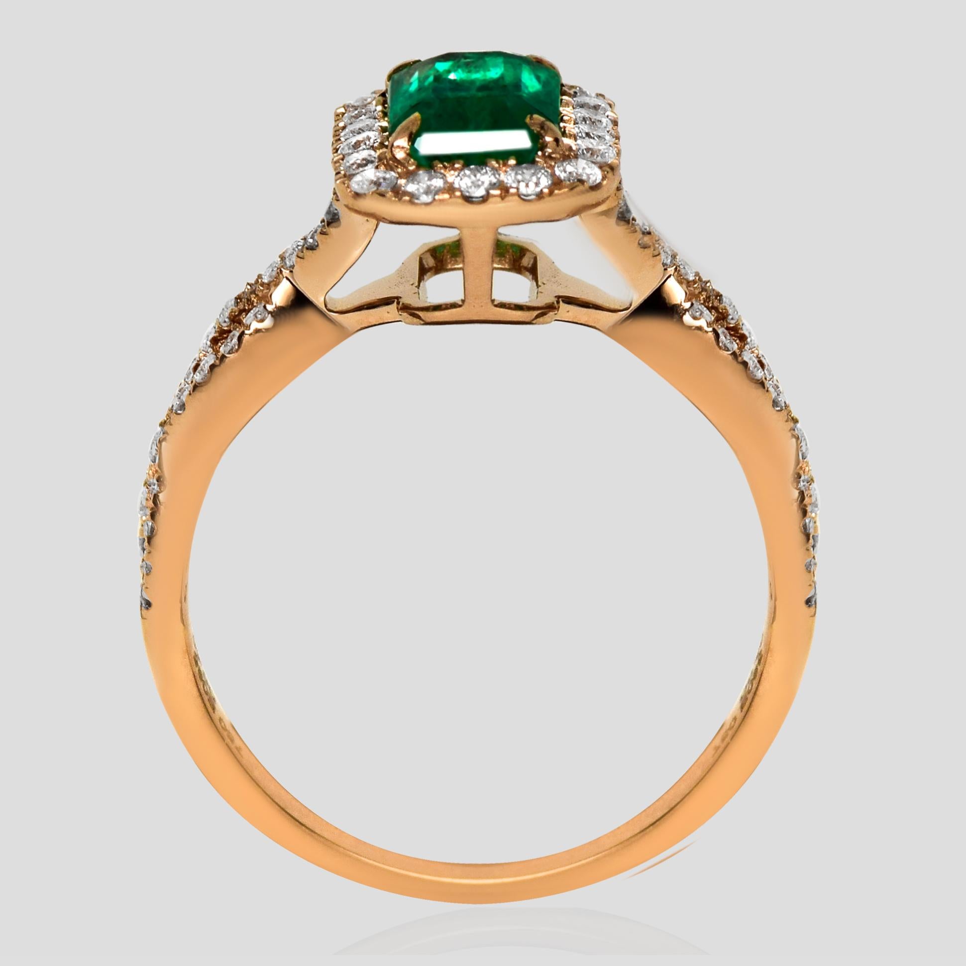 IGI 18K 0.85 Ct Zambia Vivid Green Emerald&Diamonds Art Deco Engagement Ring Neuf - En vente à Kaohsiung City, TW