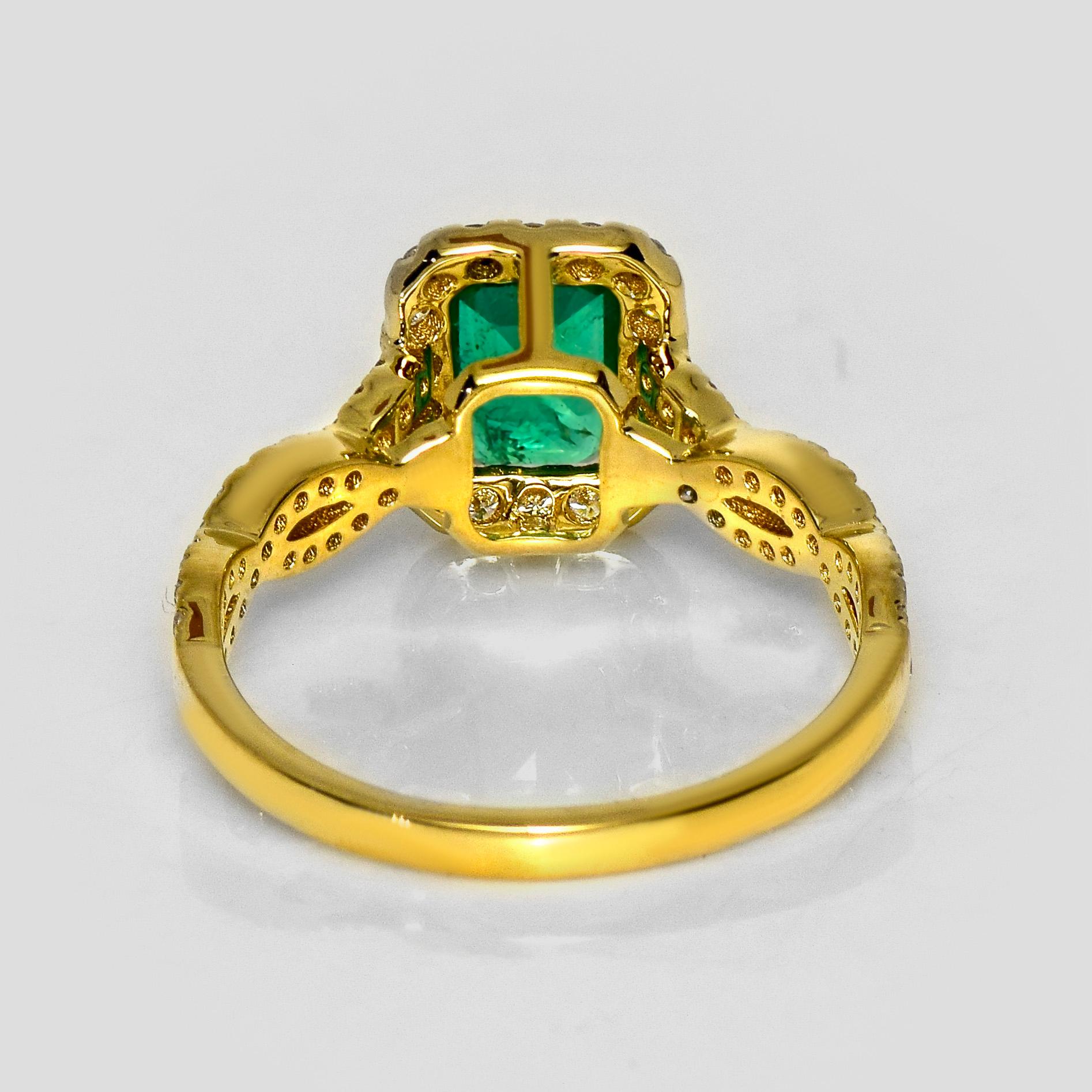 Anello di fidanzamento Art Deco IGI 18K 0.85 Ct Zambia Greene & Greene Diamonds in vendita 1