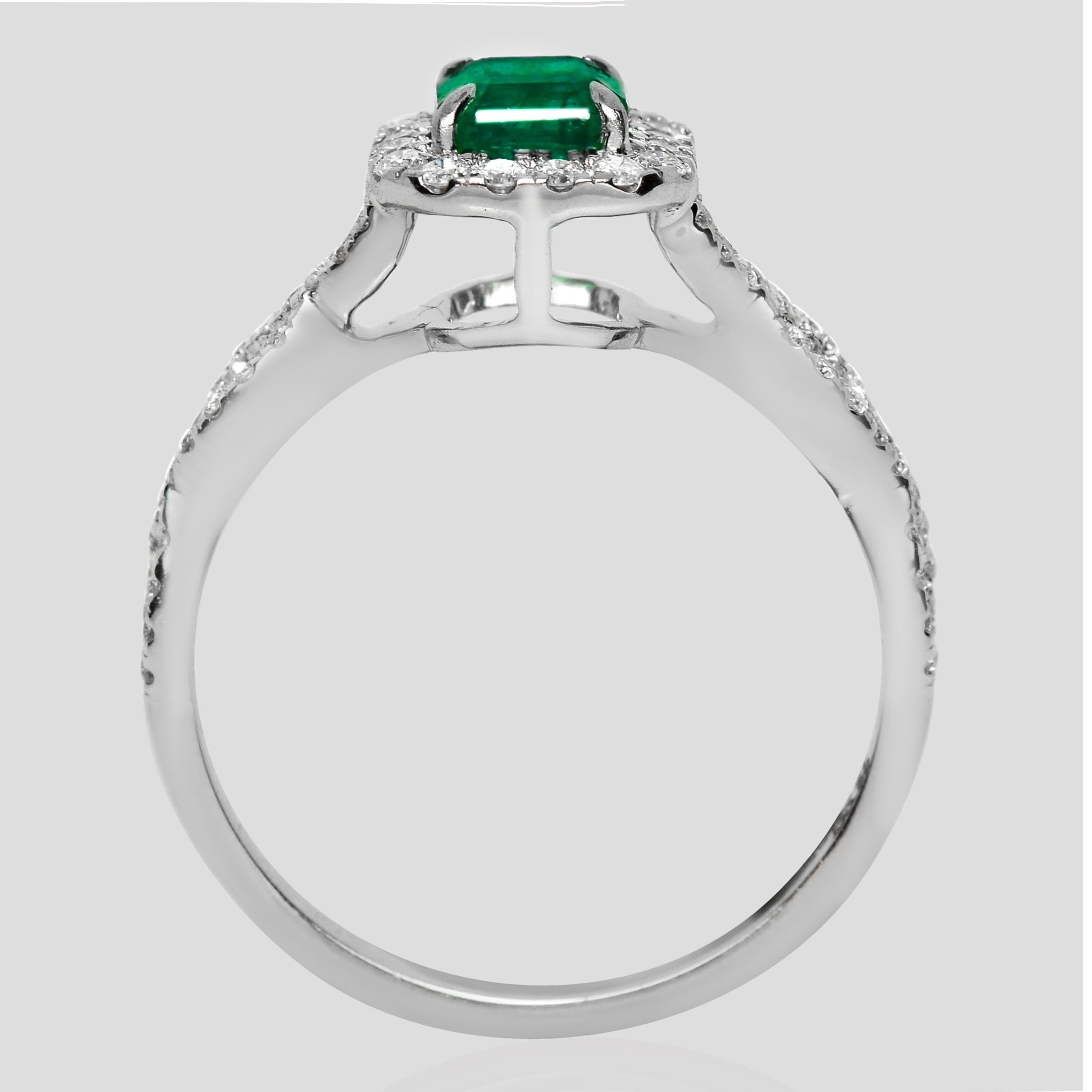 IGI 18K 0.87 Ct Zambia Emerald&Diamonds Art Deco Engagement Ring Neuf - En vente à Kaohsiung City, TW