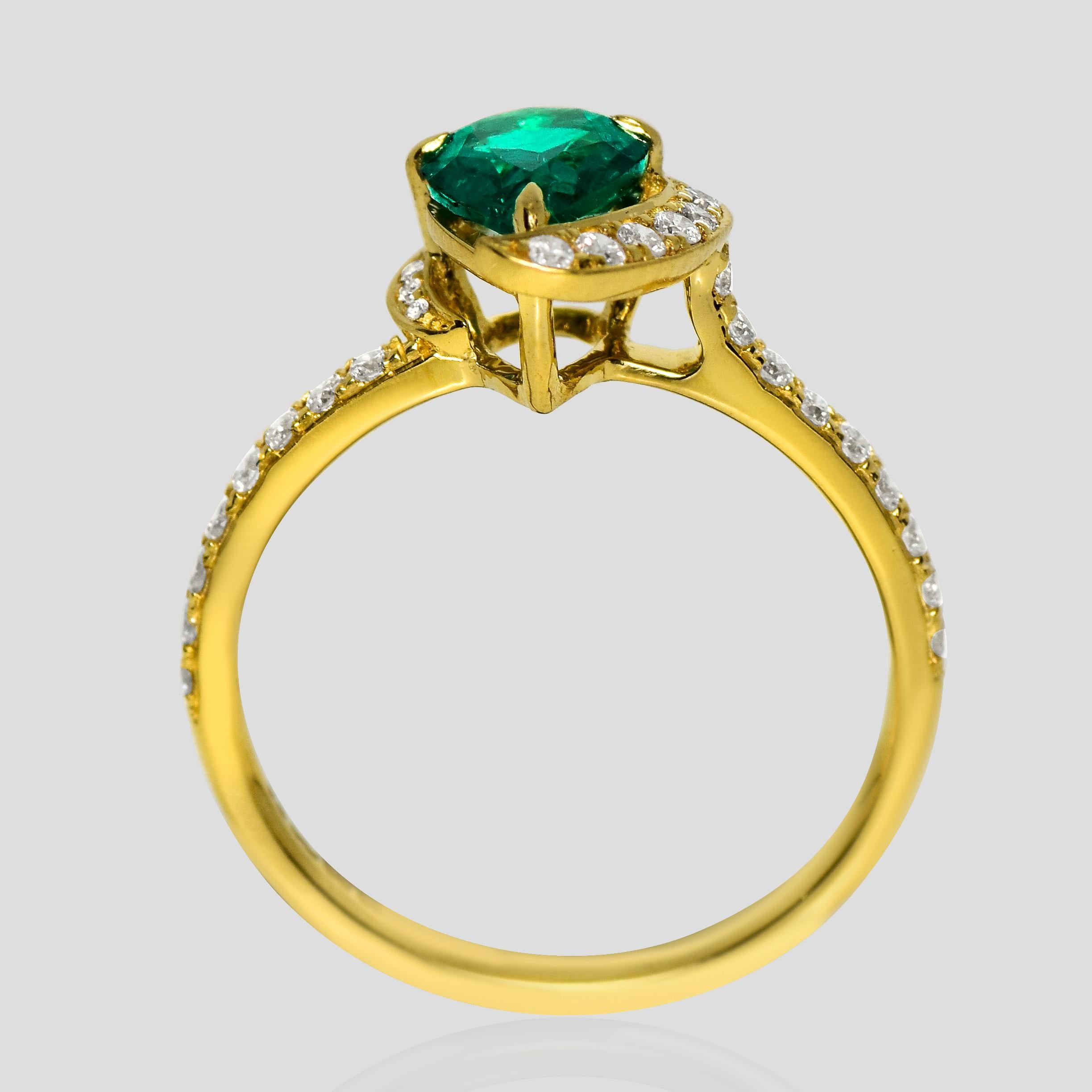 IGI 18K 0.89 ct Zambia Vivid Green Emerald&Diamonds Engagement Ring In condizioni Nuovo in vendita a Kaohsiung City, TW