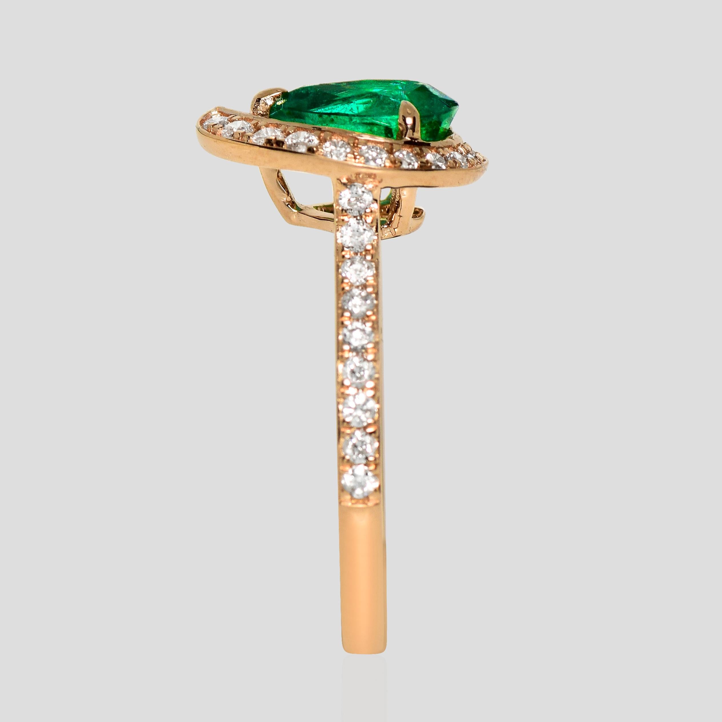 Donna IGI 18K 0.94 ct Zambia Vivid Green Emerald&Diamonds Engagement Ring in vendita