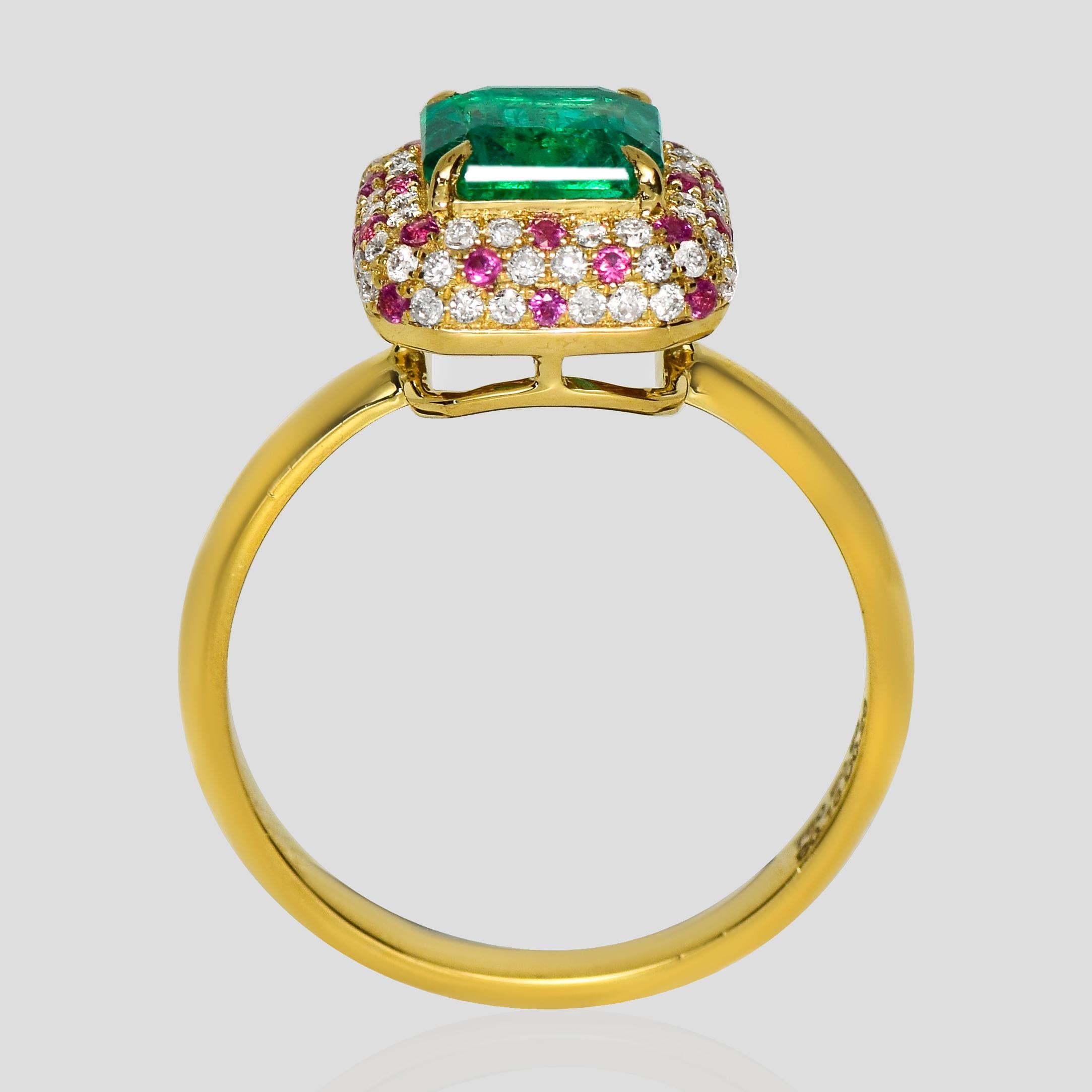 IGI 18K 0.96 ct Zambia Vivid Green Emerald&Diamonds Engagement Ring In condizioni Nuovo in vendita a Kaohsiung City, TW