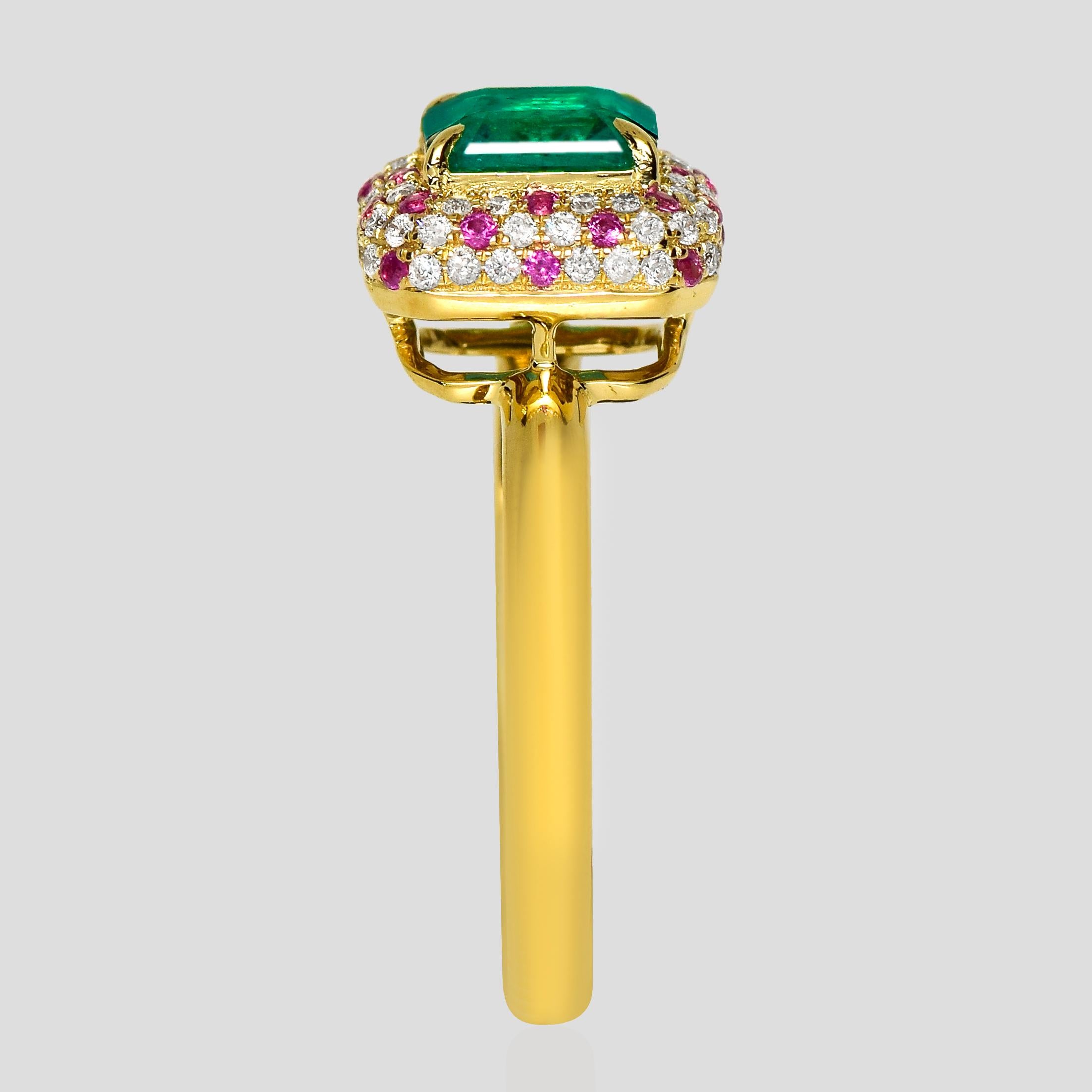 Donna IGI 18K 0.96 ct Zambia Vivid Green Emerald&Diamonds Engagement Ring in vendita