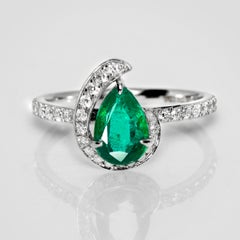 IGI 18K 0,98 ct Sambia Vivid Green Emerald&Diamonds Verlobungsring