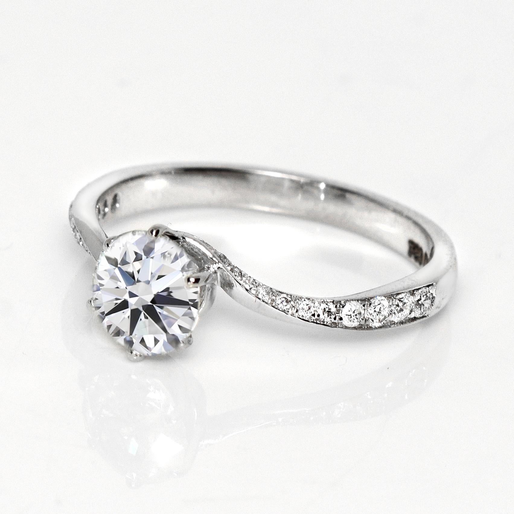 Contemporain Bague de fiançailles Art déco ancienne IGI 18 carats 1,00 carat F SI2 diamant naturel en vente