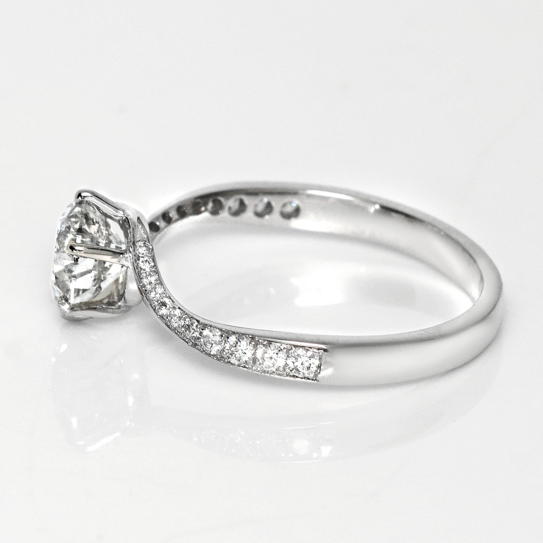 Bague de fiançailles Art déco ancienne IGI 18 carats 1,00 carat F SI2 diamant naturel Pour femmes en vente