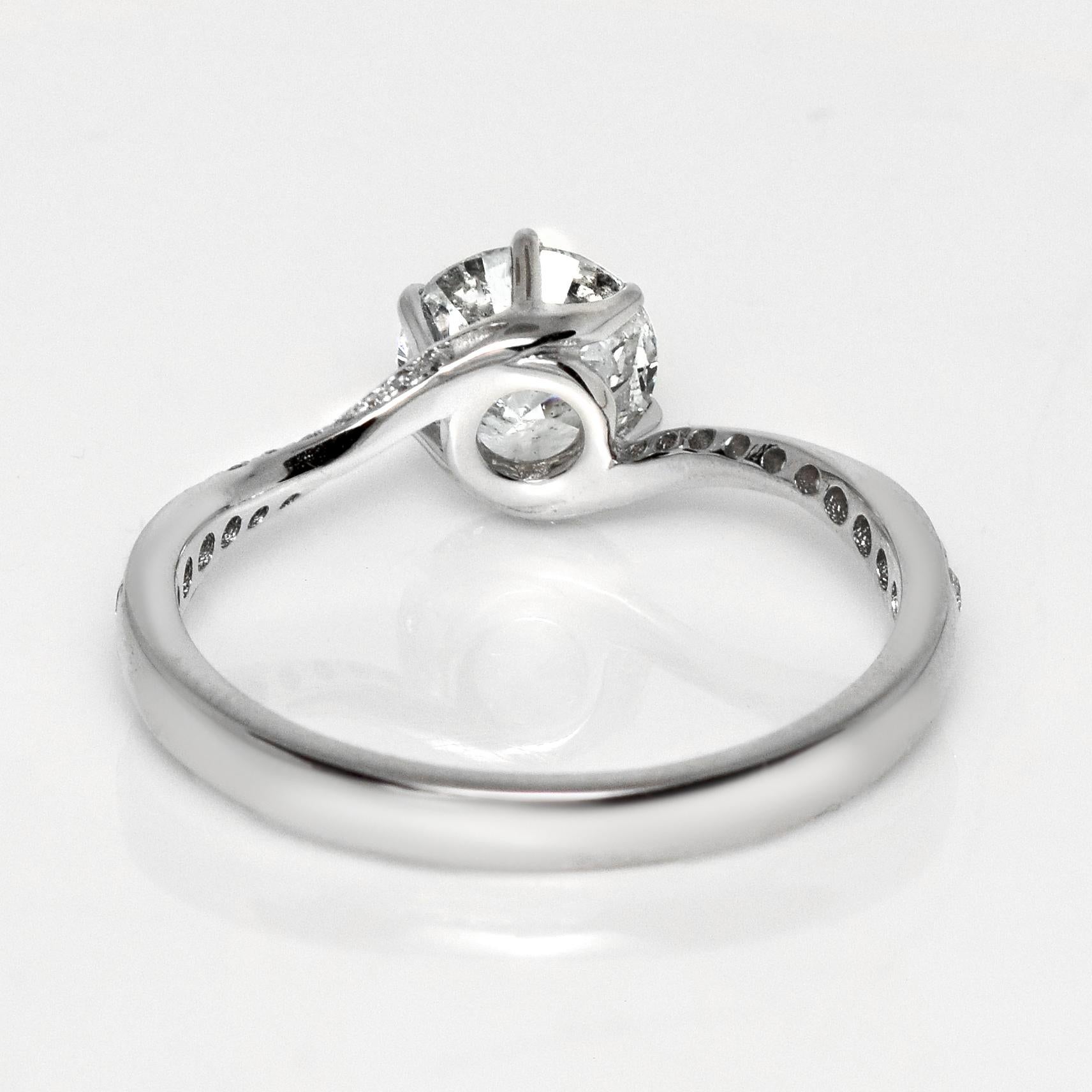 Bague de fiançailles Art déco ancienne IGI 18 carats 1,00 carat F SI2 diamant naturel en vente 1