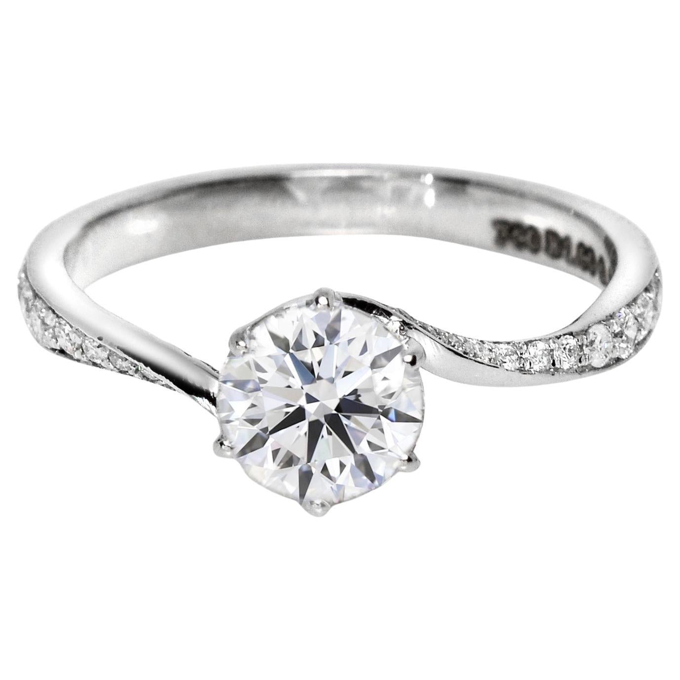 Anello di fidanzamento IGI 18K 1.00 Ct F SI2 Natural Diamond Antique Art Deco
