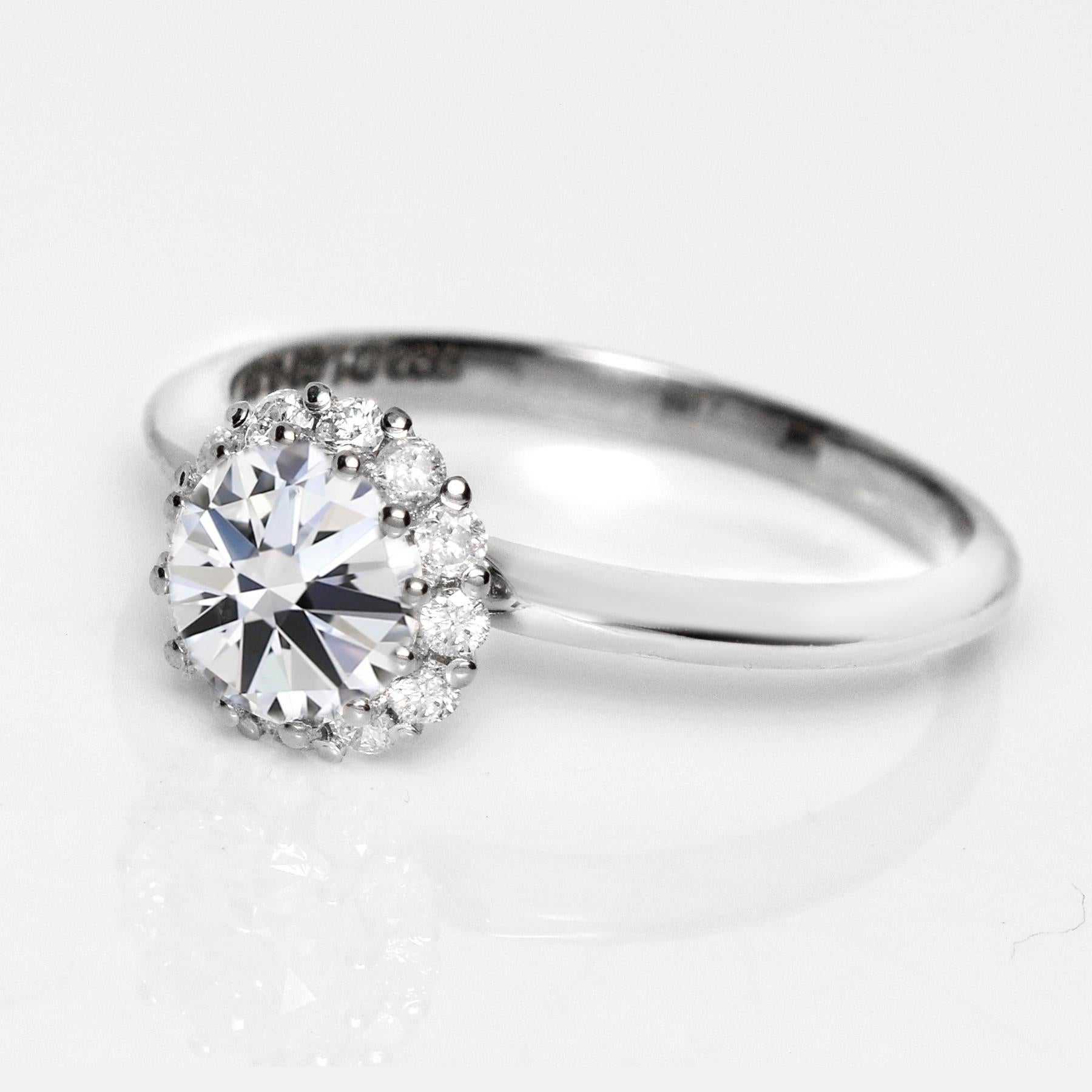Contemporain Bague de fiançailles Art déco ancienne IGI 18 carats 1,00 carat G SI2 diamant naturel en vente