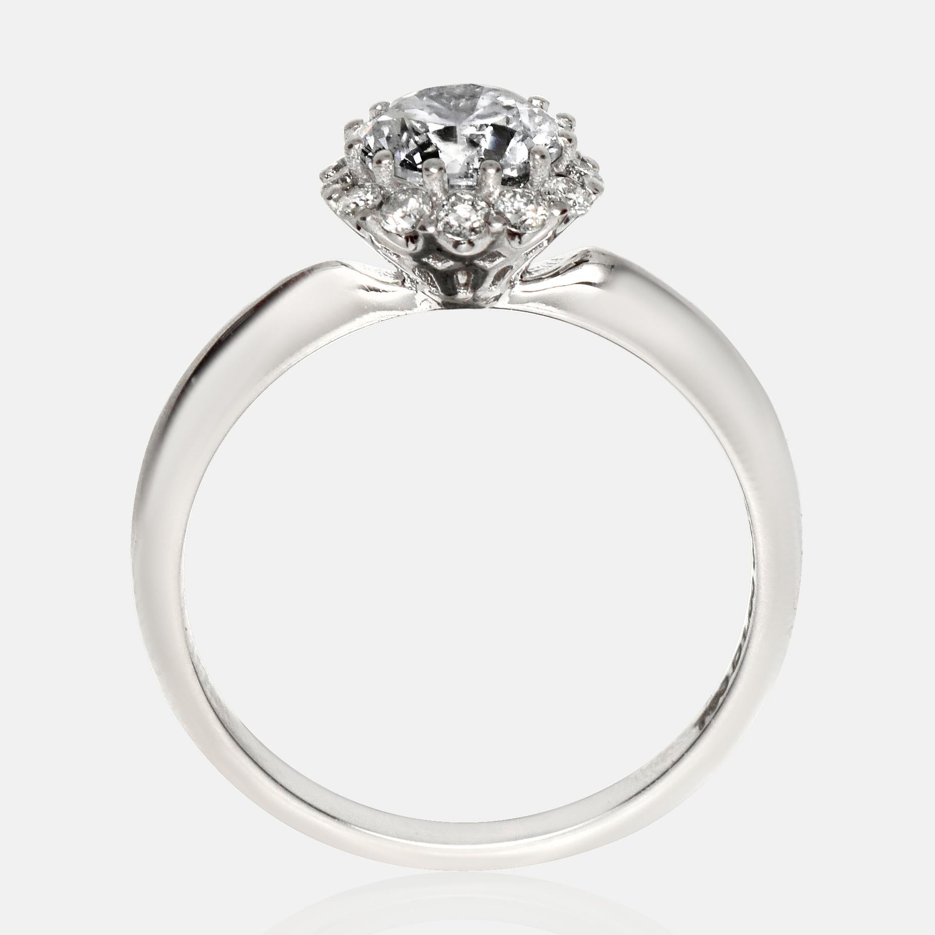 Taille ronde Bague de fiançailles Art déco ancienne IGI 18 carats 1,00 carat G SI2 diamant naturel en vente