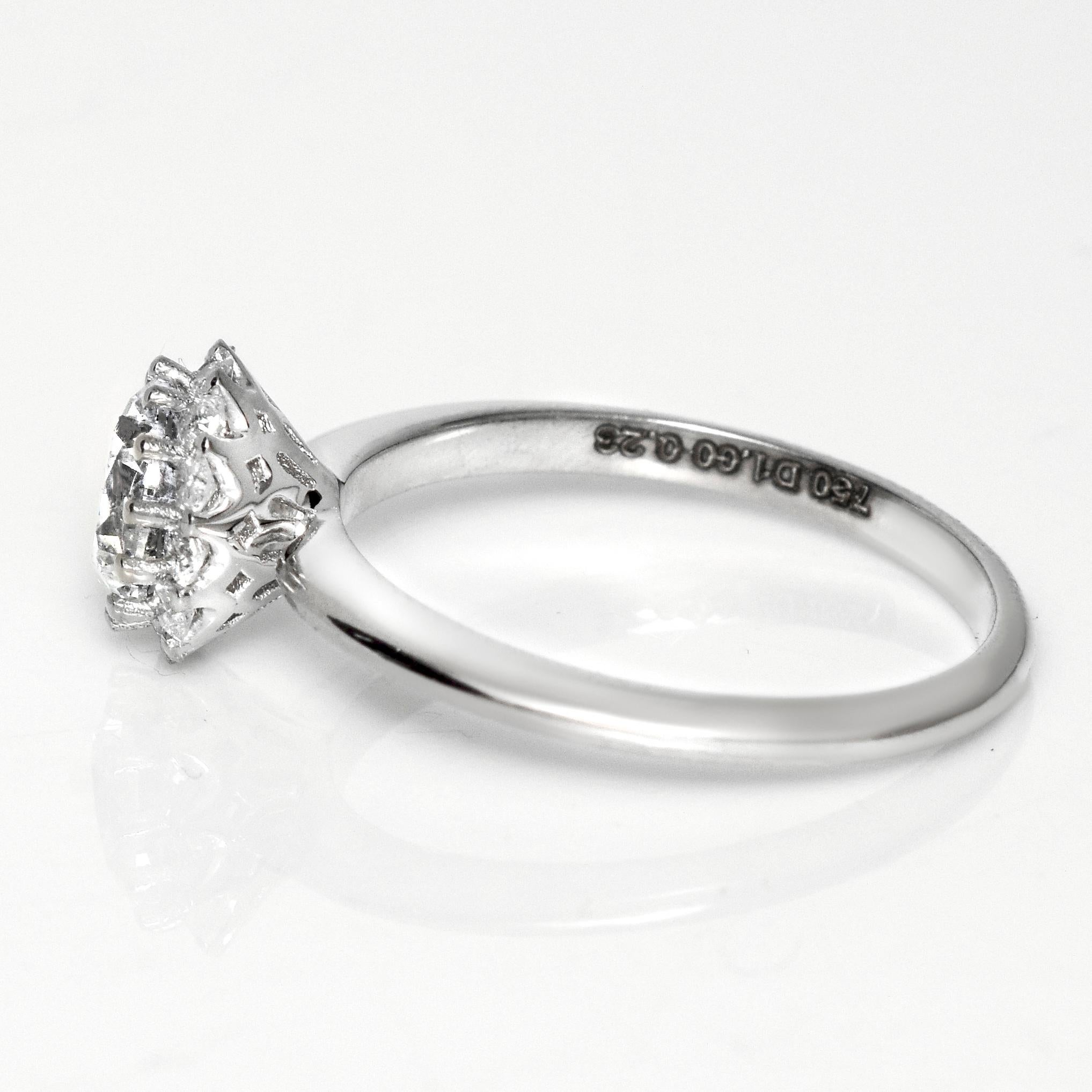 Bague de fiançailles Art déco ancienne IGI 18 carats 1,00 carat G SI2 diamant naturel Pour femmes en vente