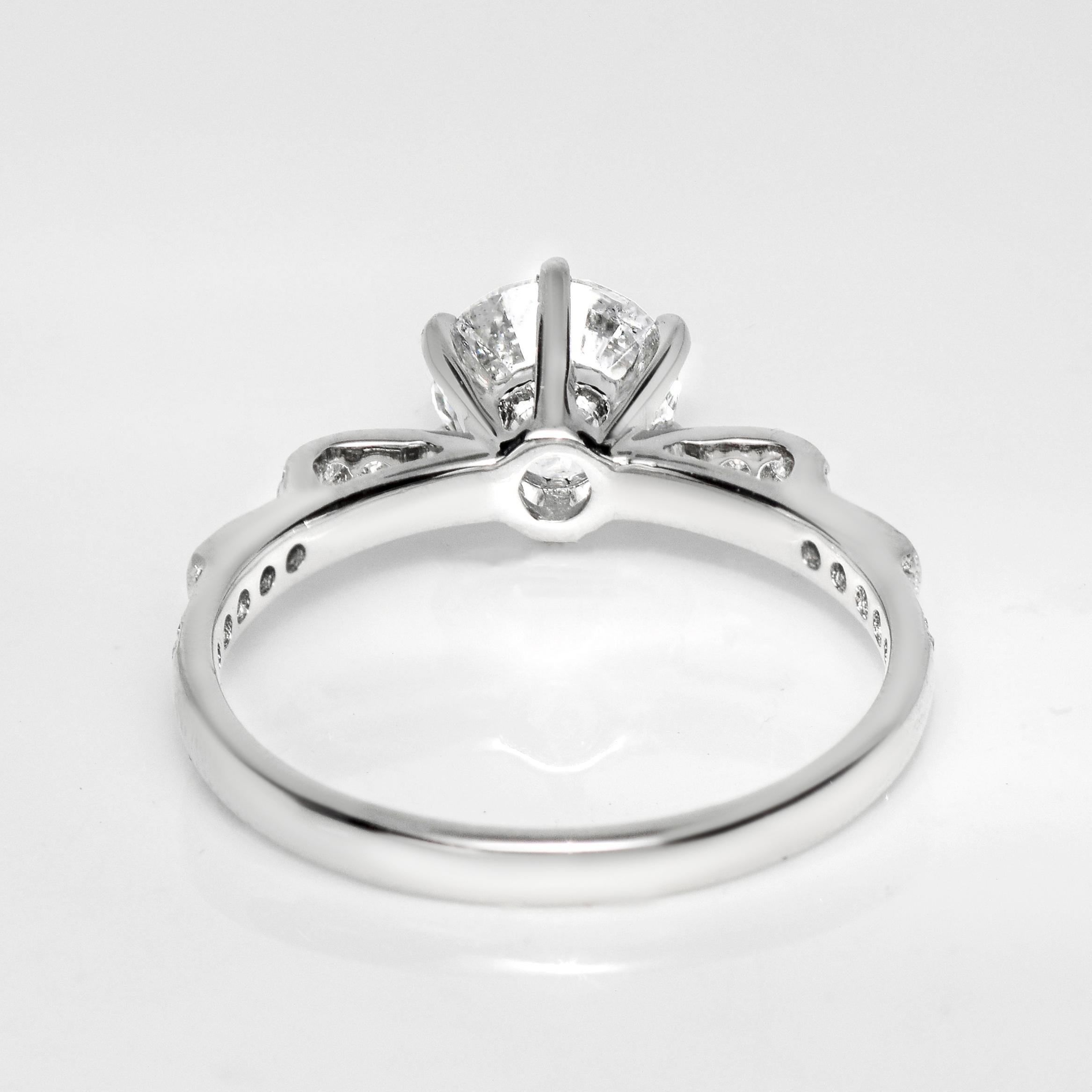 Bague de fiançailles Art déco ancienne IGI 18 carats 1,00 carat G SI2 diamant naturel en vente 1
