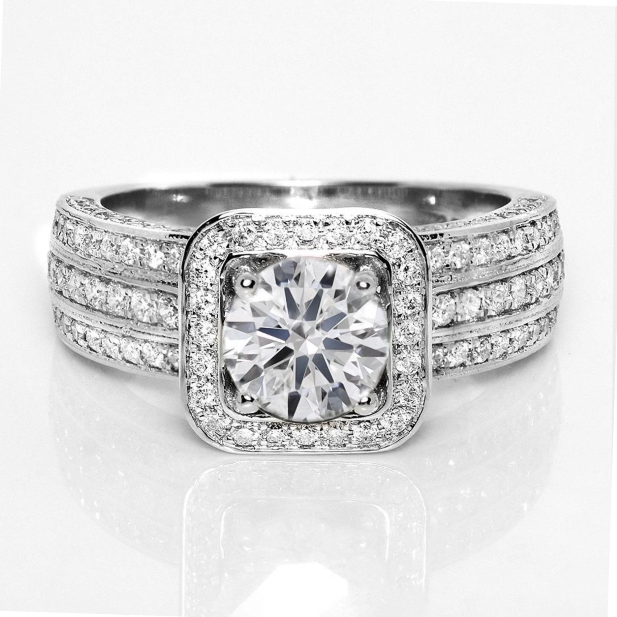 *IGI 18K 1.03 Ct D IF 3EX Diamante Natural Antiguo Anillo de Compromiso Art Decó*.

Diamante talla brillante redondo con certificado IGI D IF de 1,03 ct engastado en una banda de oro blanco de 18 quilates con diseño art déco y diamantes naturales