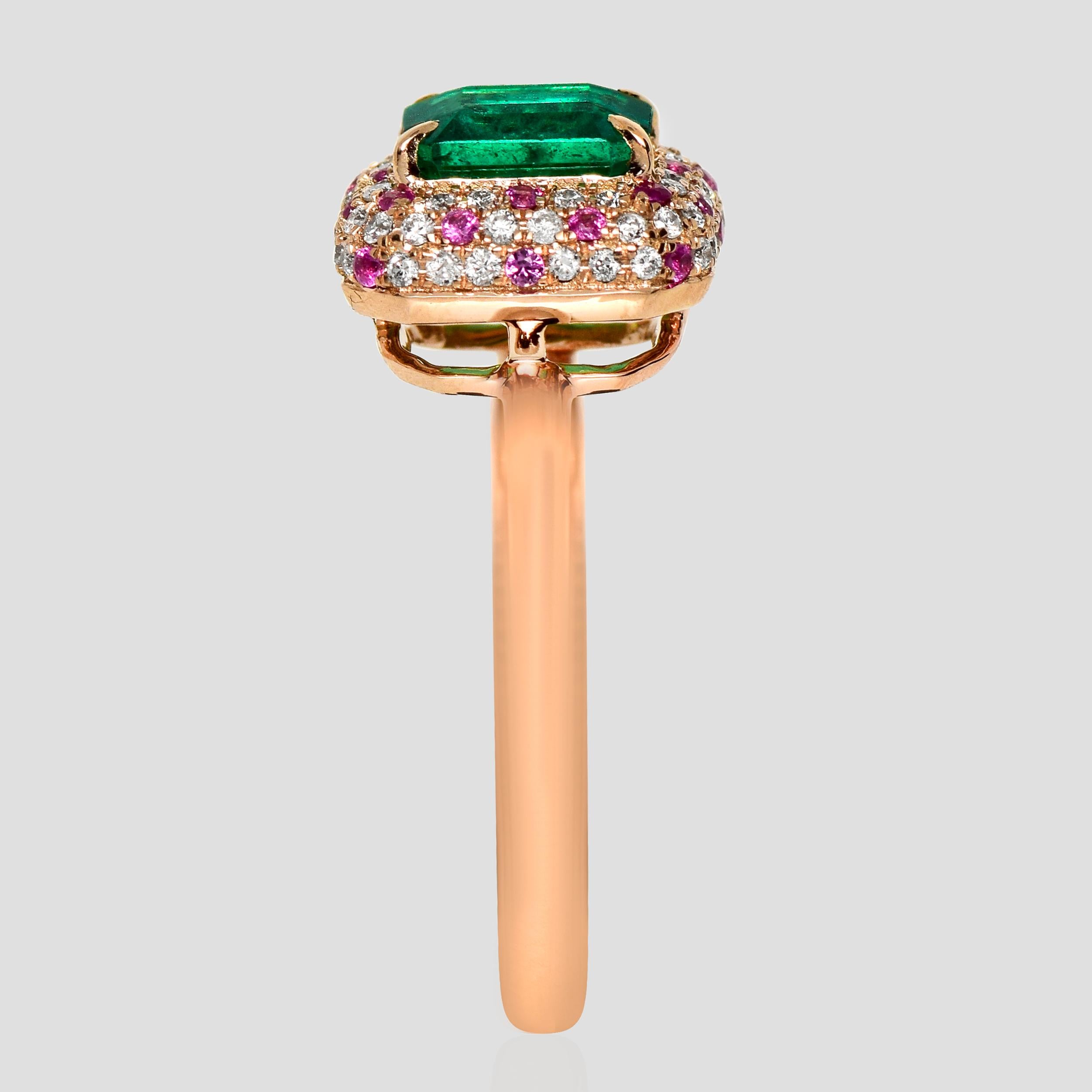 IGI 18K 1.16 ct Zambia Vivid Green Emerald&Diamonds Engagement Ring Damen im Angebot