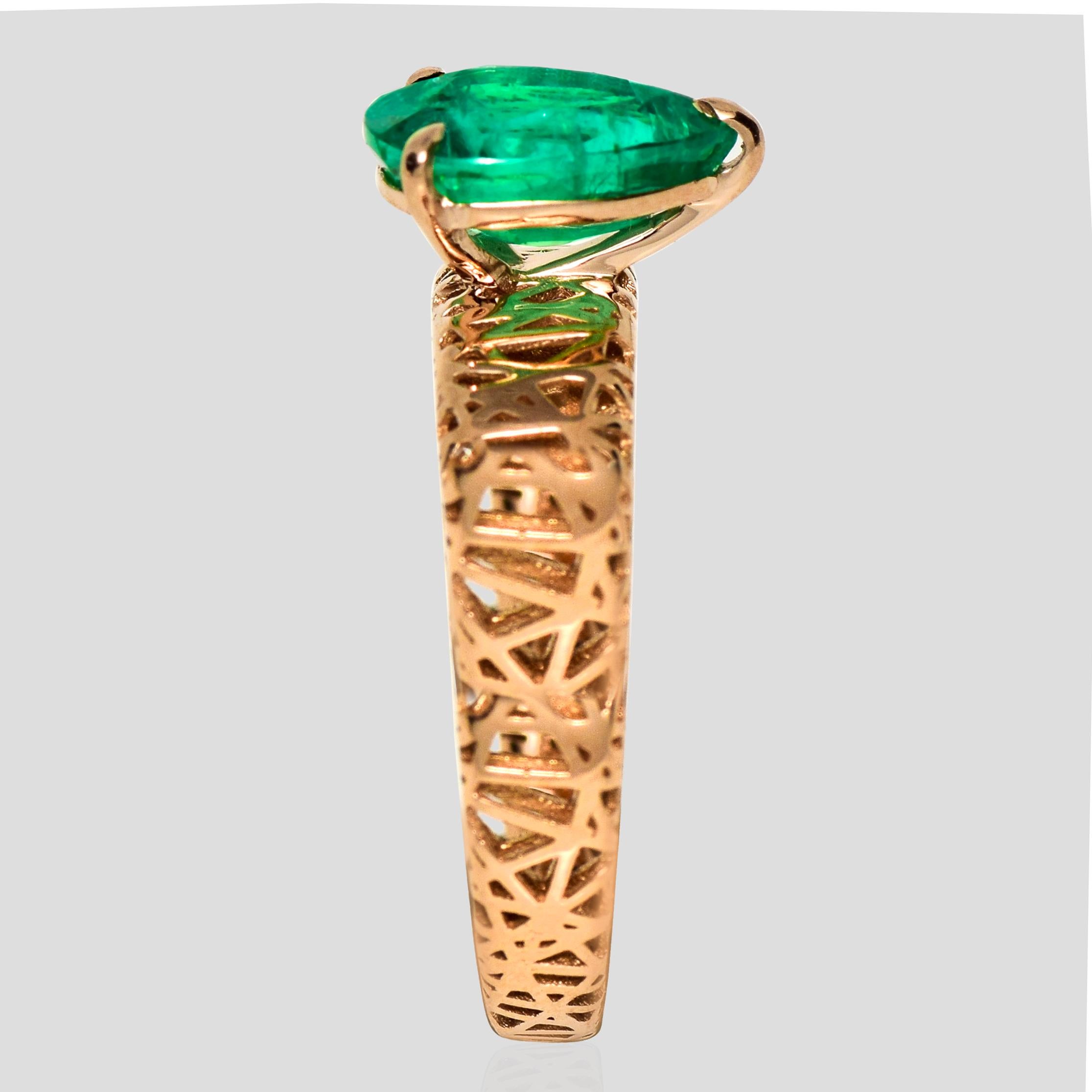 IGI 18K 1.41 Ct Zambia Emerald Art Deco Engagement Ring In New Condition For Sale In Kaohsiung City, TW